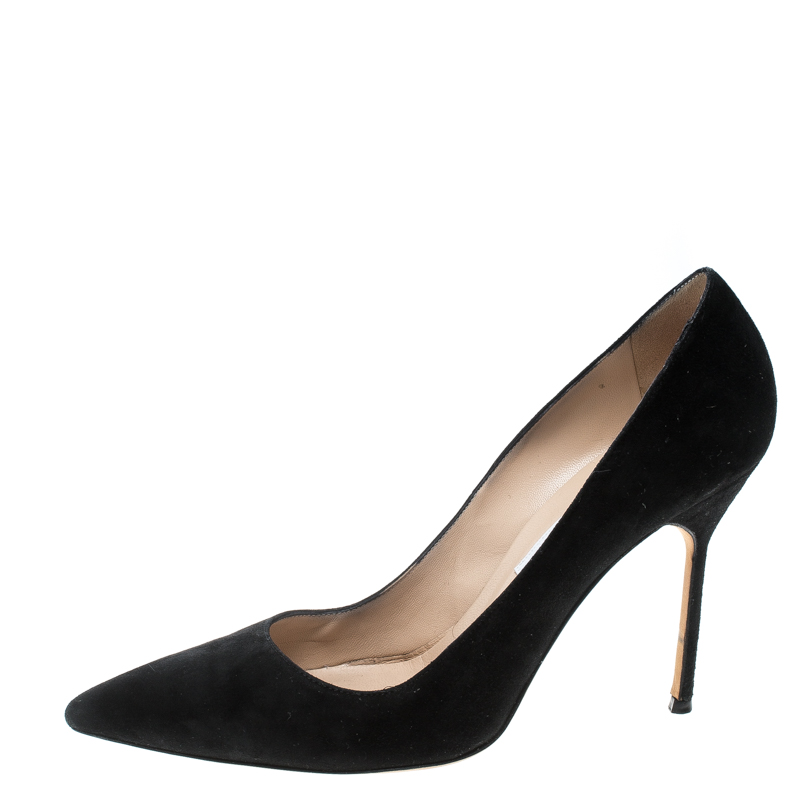 

Manolo Blahnik Black Suede BB Pointed Toe Pumps Size