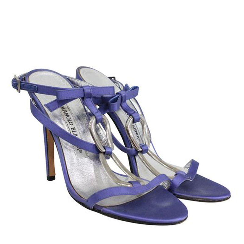 

Manolo Blahnik Purple Satin Sandals Size