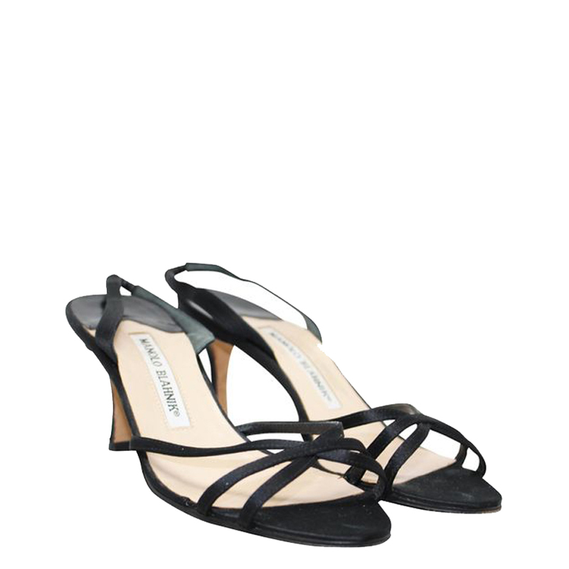 

Manolo Blahnik Black Satin Sandals Size