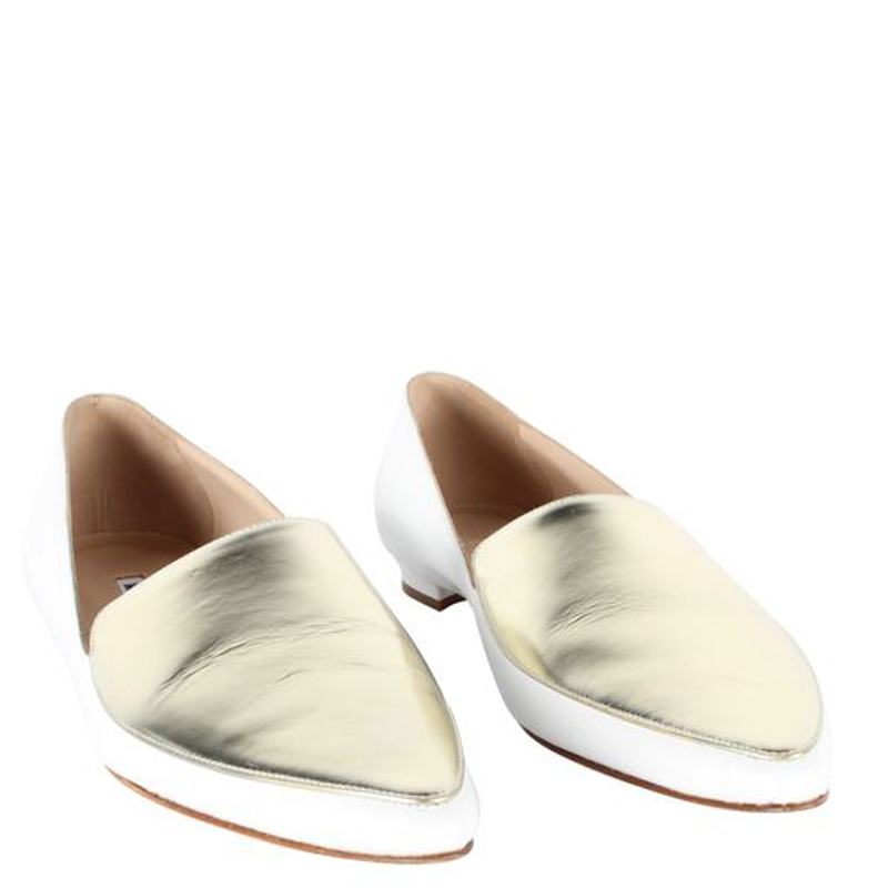 

Manolo Blahnik White leather Pointed Toes Slip ons Size