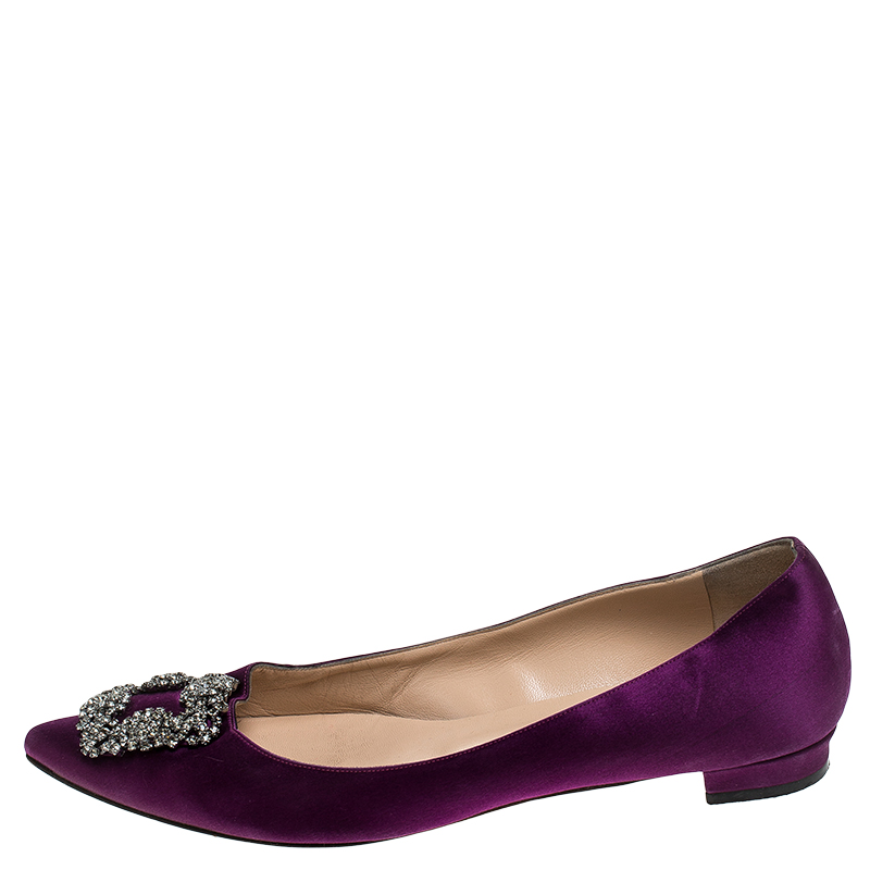 

Manolo Blahnik Purple Satin Hangisi Ballet Flats Size