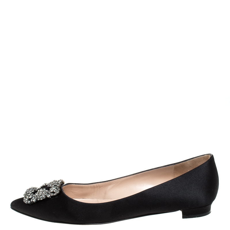 

Manolo Blahnik Black Satin Hangisi Ballet Flats Size