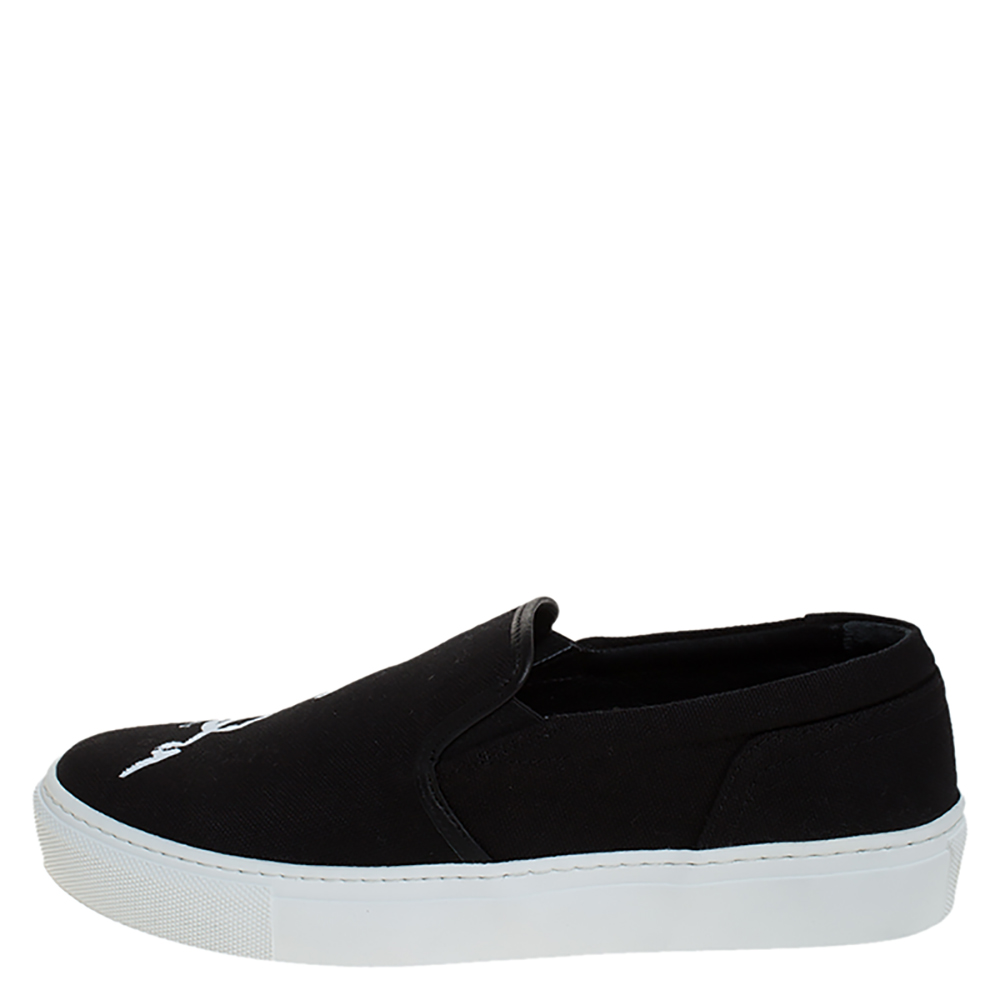 

Kenzo Black Canvas Slip On Sneakers Size