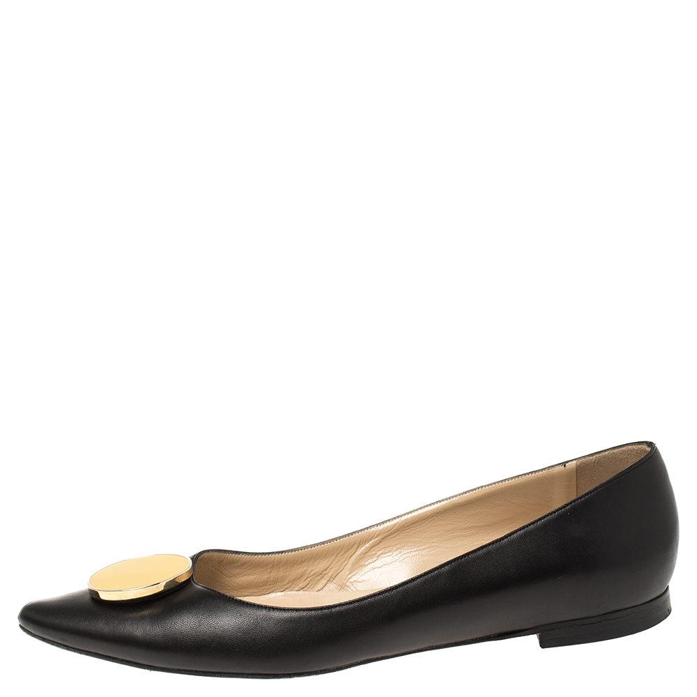 

Manolo Blahnik Black Leather Ballet Flats Size