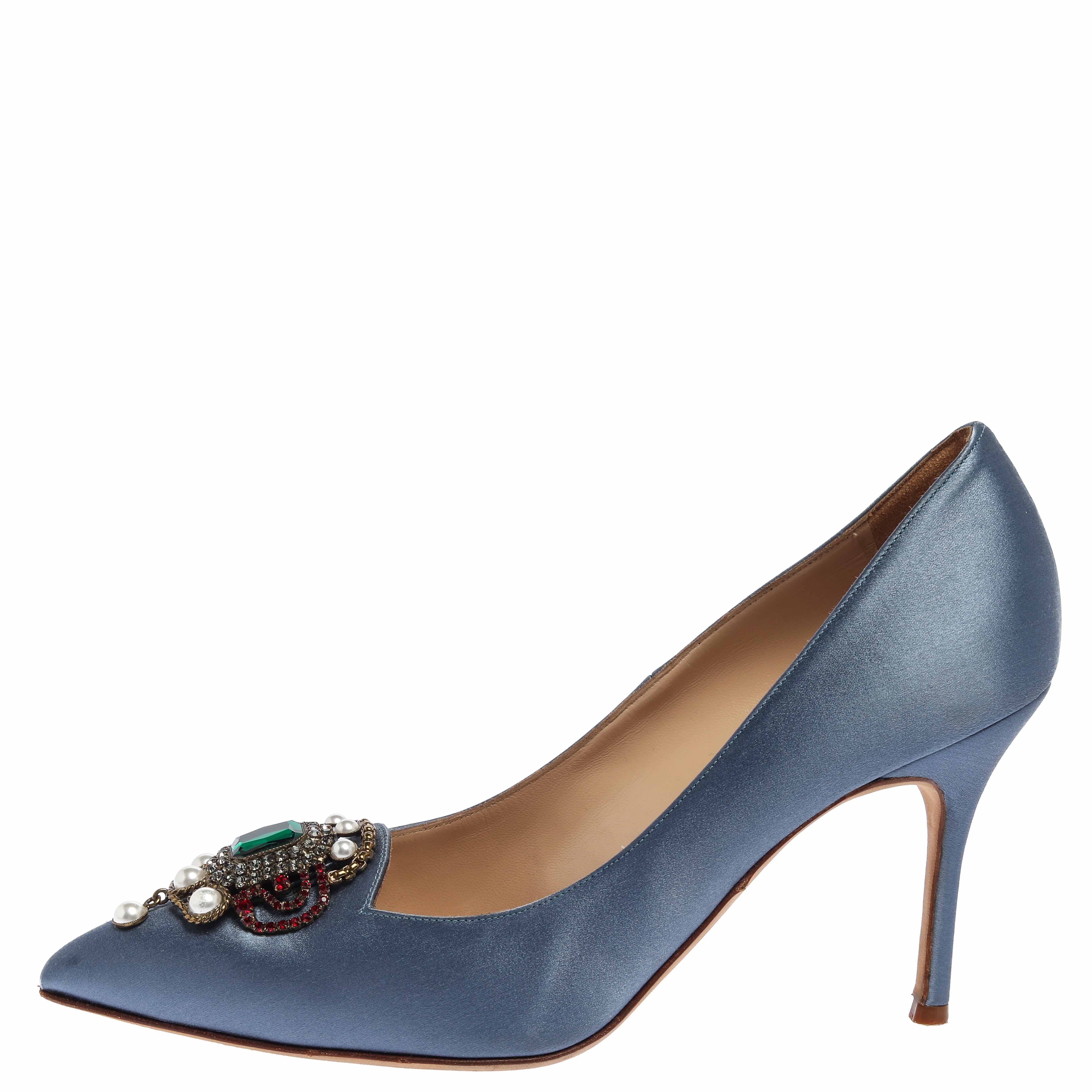 

Manolo Blahnik Blue Satin Eufrasia Pumps Size