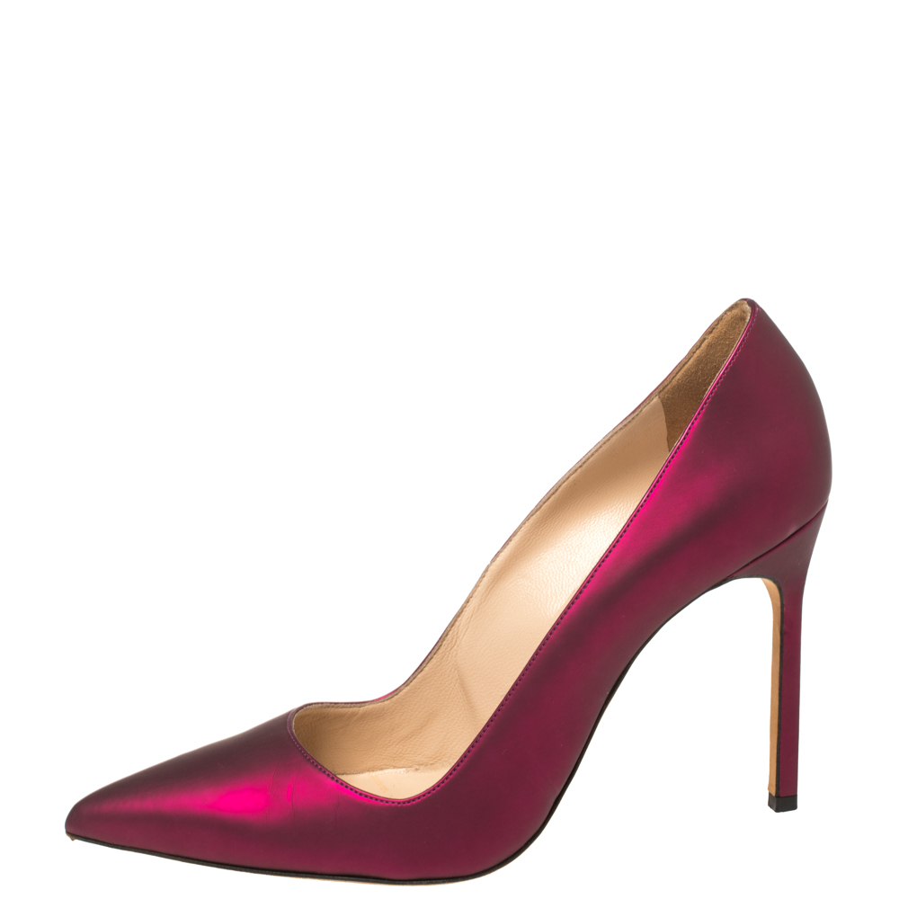 

Manolo Blahnik Radiant Magenta Leather BB Pointed Toe Pumps Size, Pink