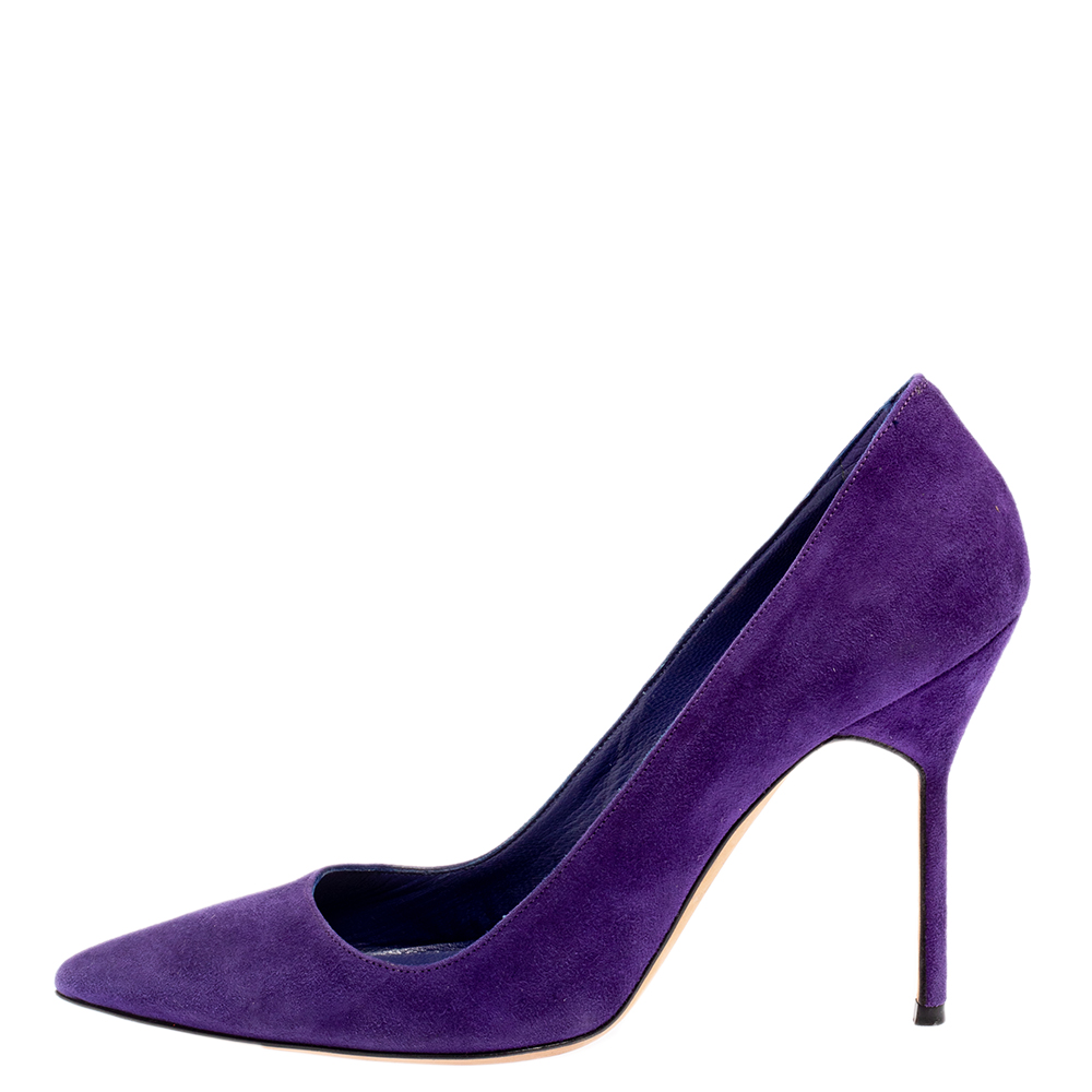 

Manolo Blahnik Purple Suede BB Pointed Toe Pumps Size