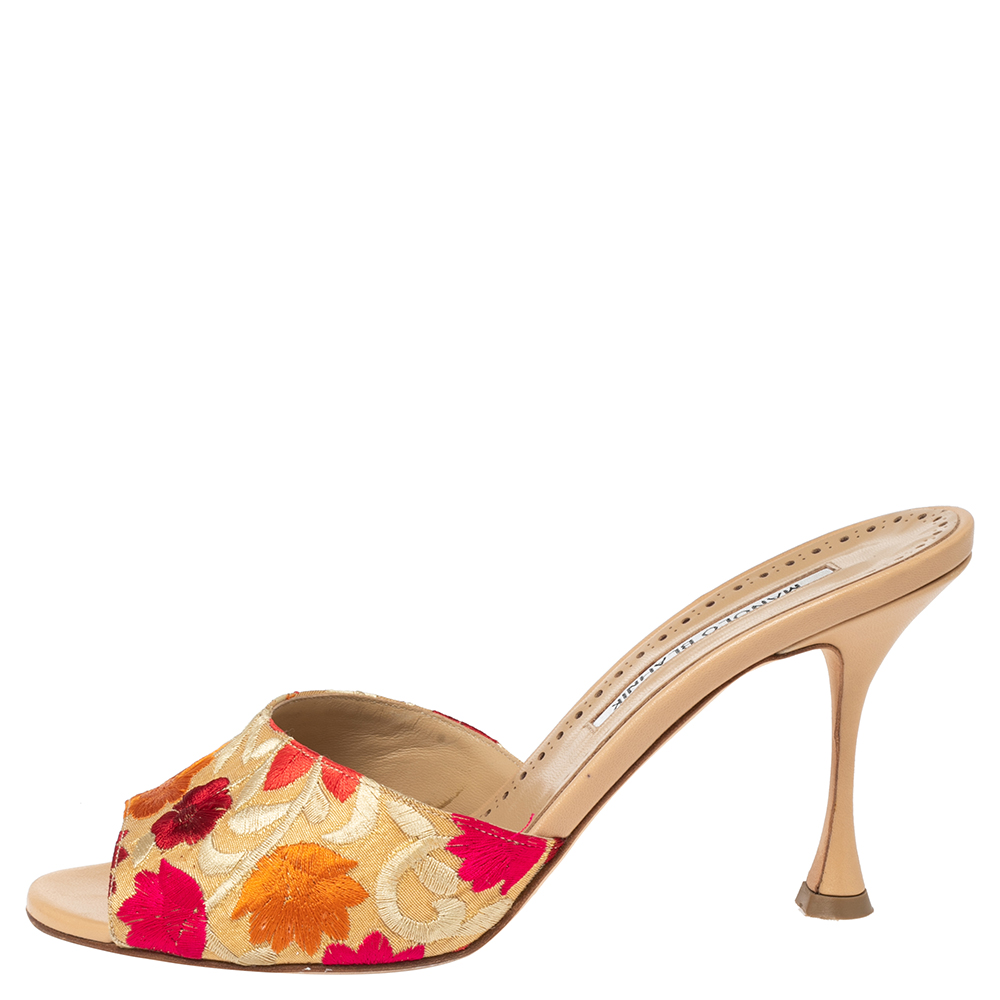 

Manolo Blahnik Multicolor Lurex Fabric Sandals Size