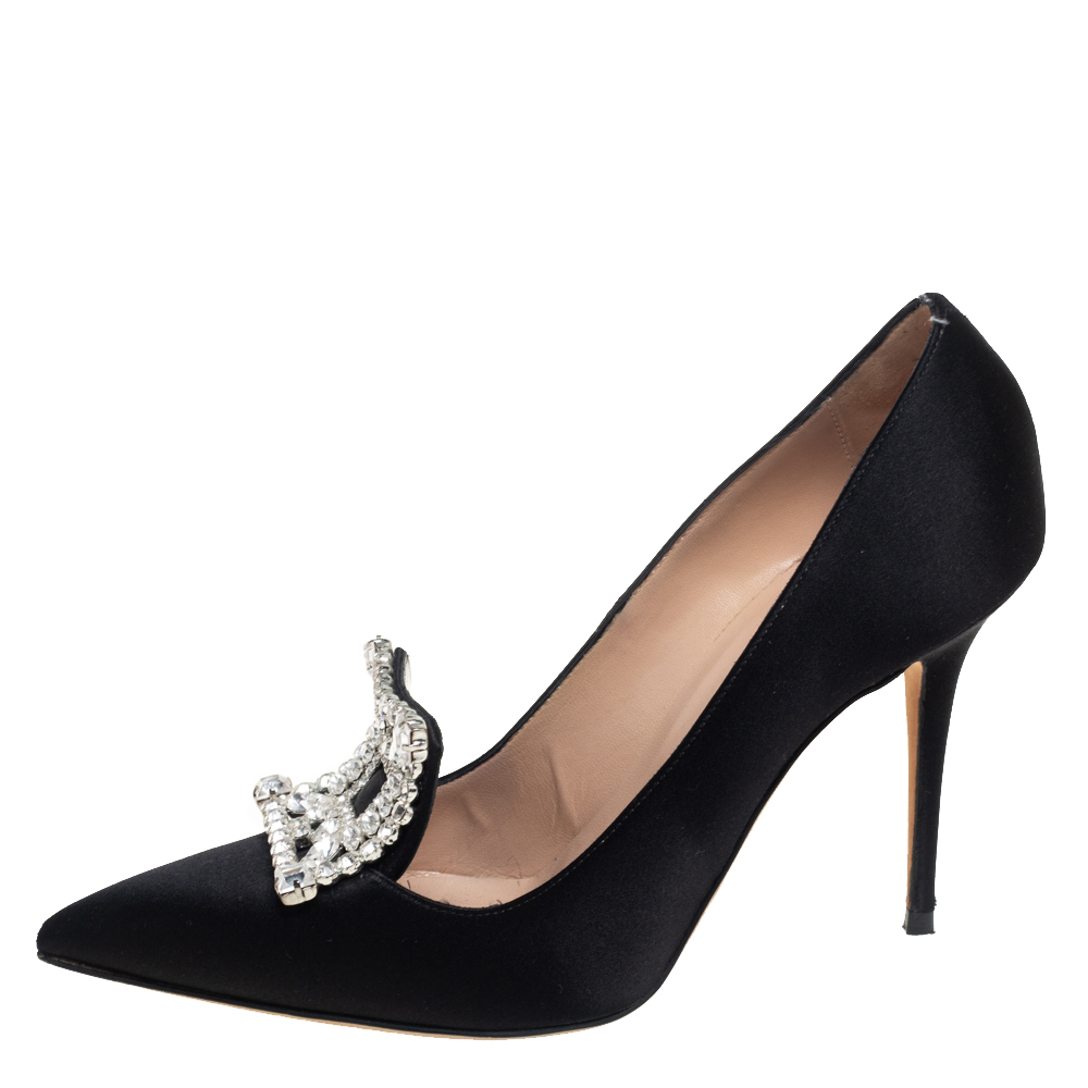 

Manolo Blahnik Black Satin Borlak Pumps Size