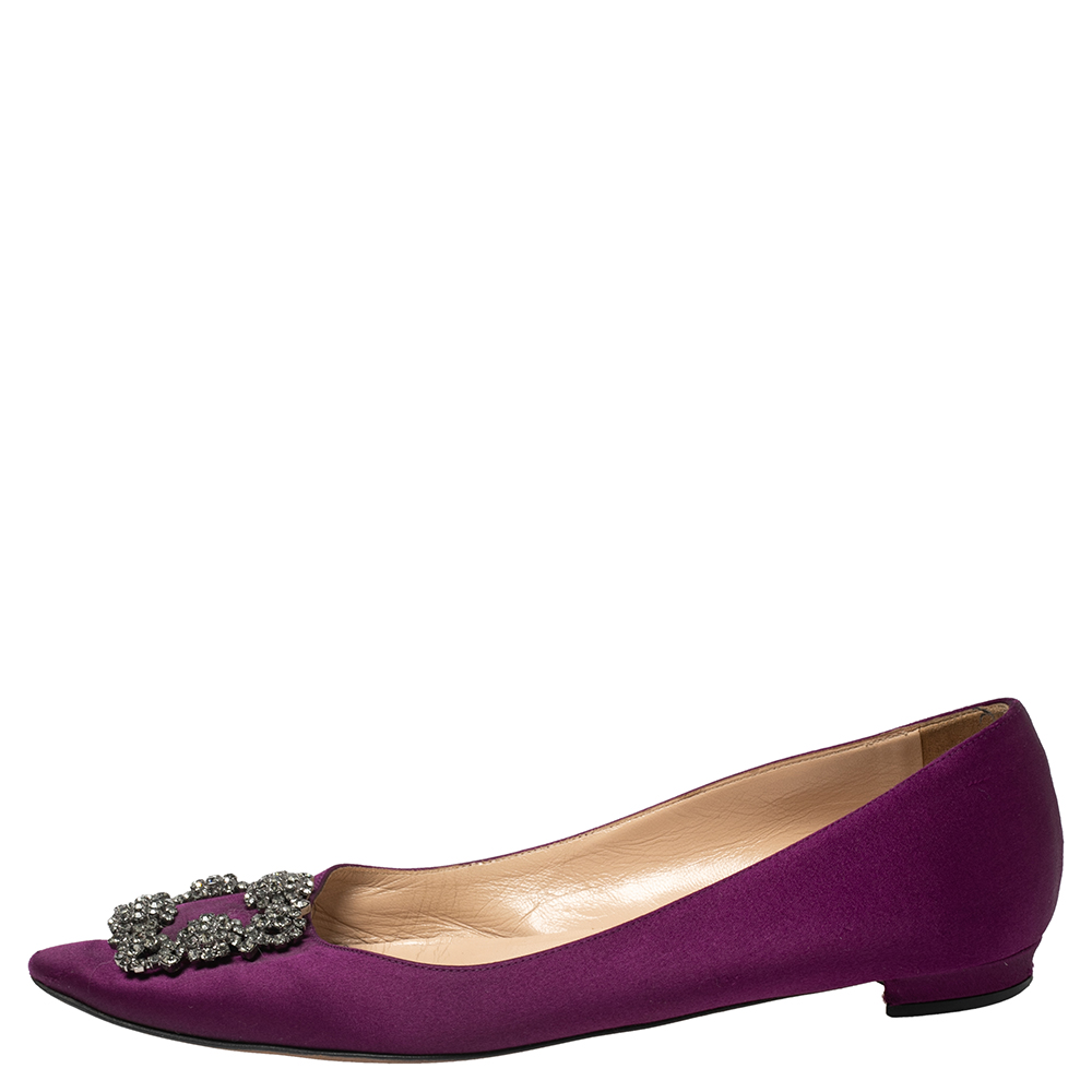 

Manolo Blahnik Purple Satin Hangisi Ballet Flats Size