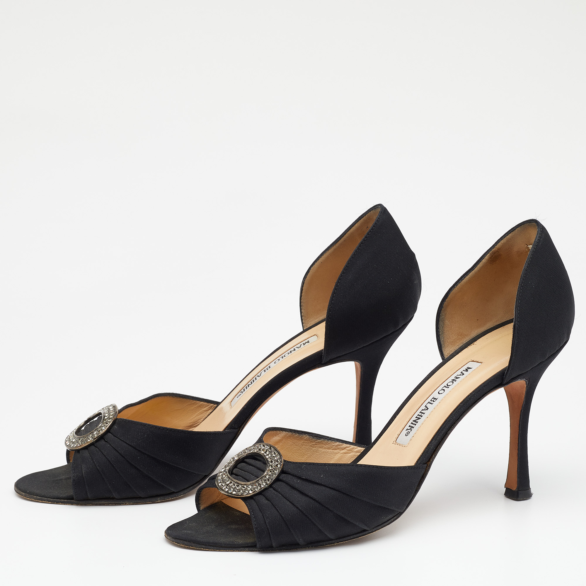 

Manolo Blahnik Black Pleated Fabric Sedaraby D'orsay Pumps Size