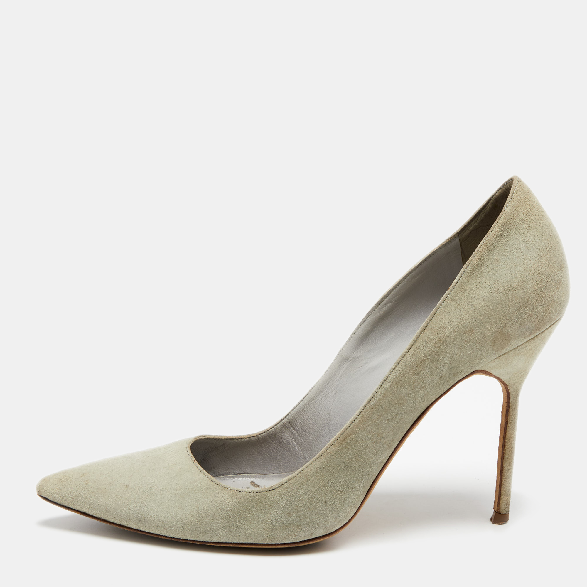 

Manolo Blahnik Mint Green Suede BB Pointed Toe Pumps Size