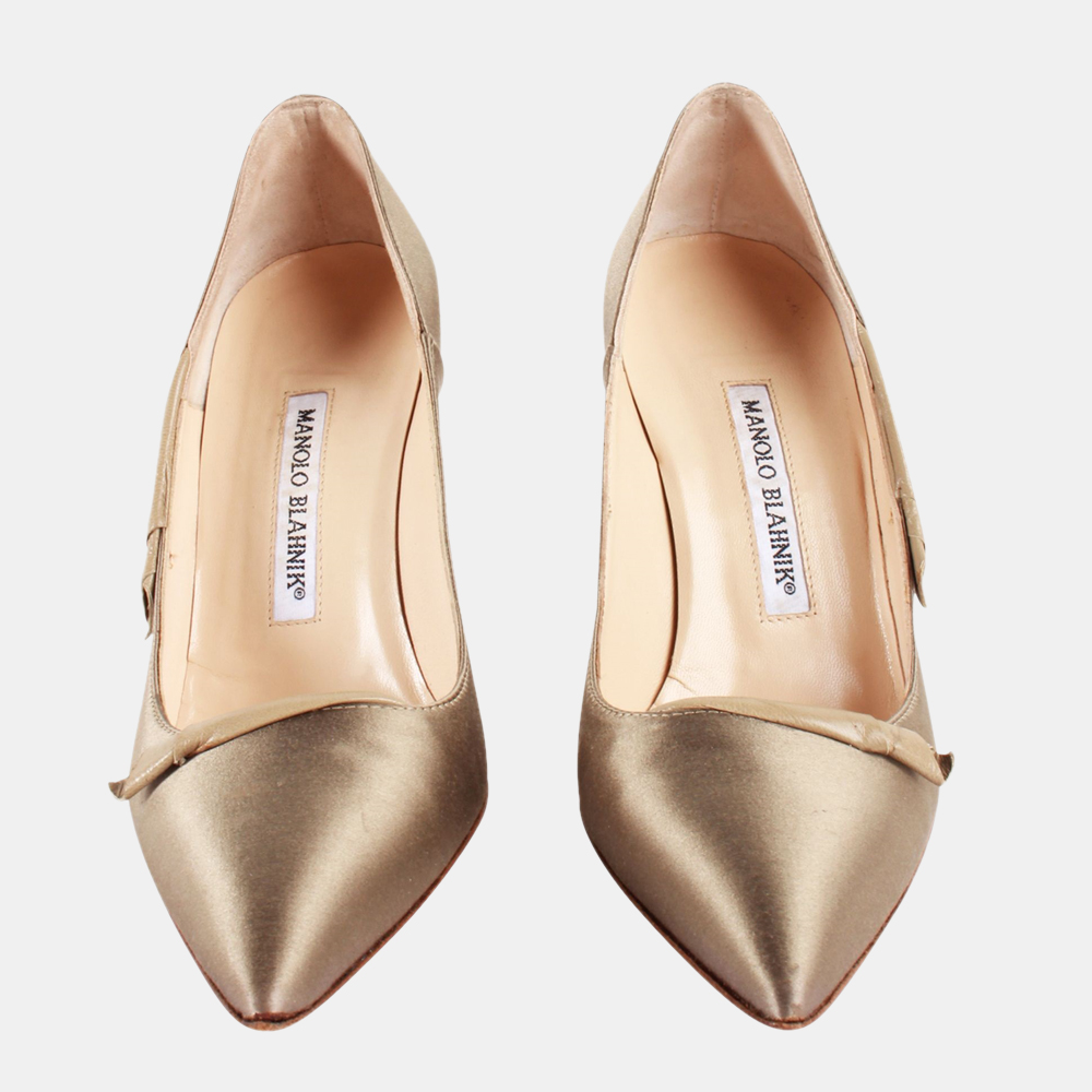 

Manolo Blahnik Brown Satin Pumps Size EU