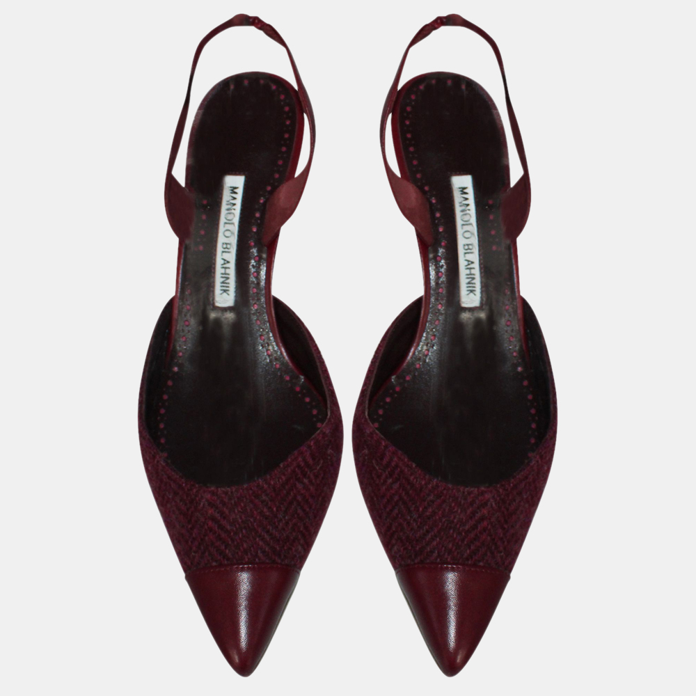 

Manolo Blahnik Burgundy Kitten Heels Size EU