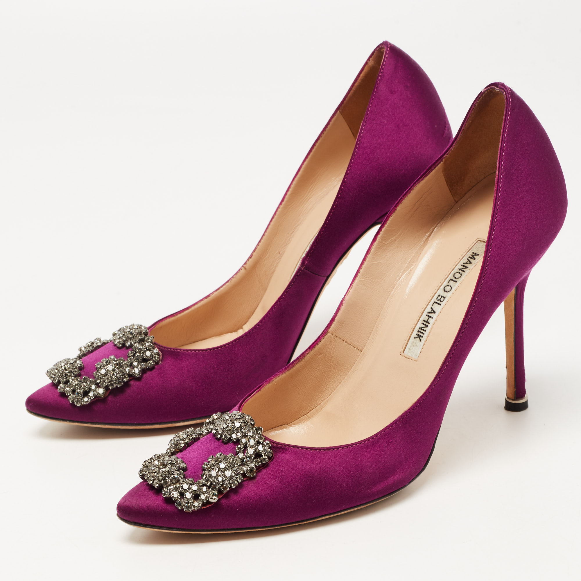 

Manolo Blahnik Purple Satin Hangisi Pumps Size