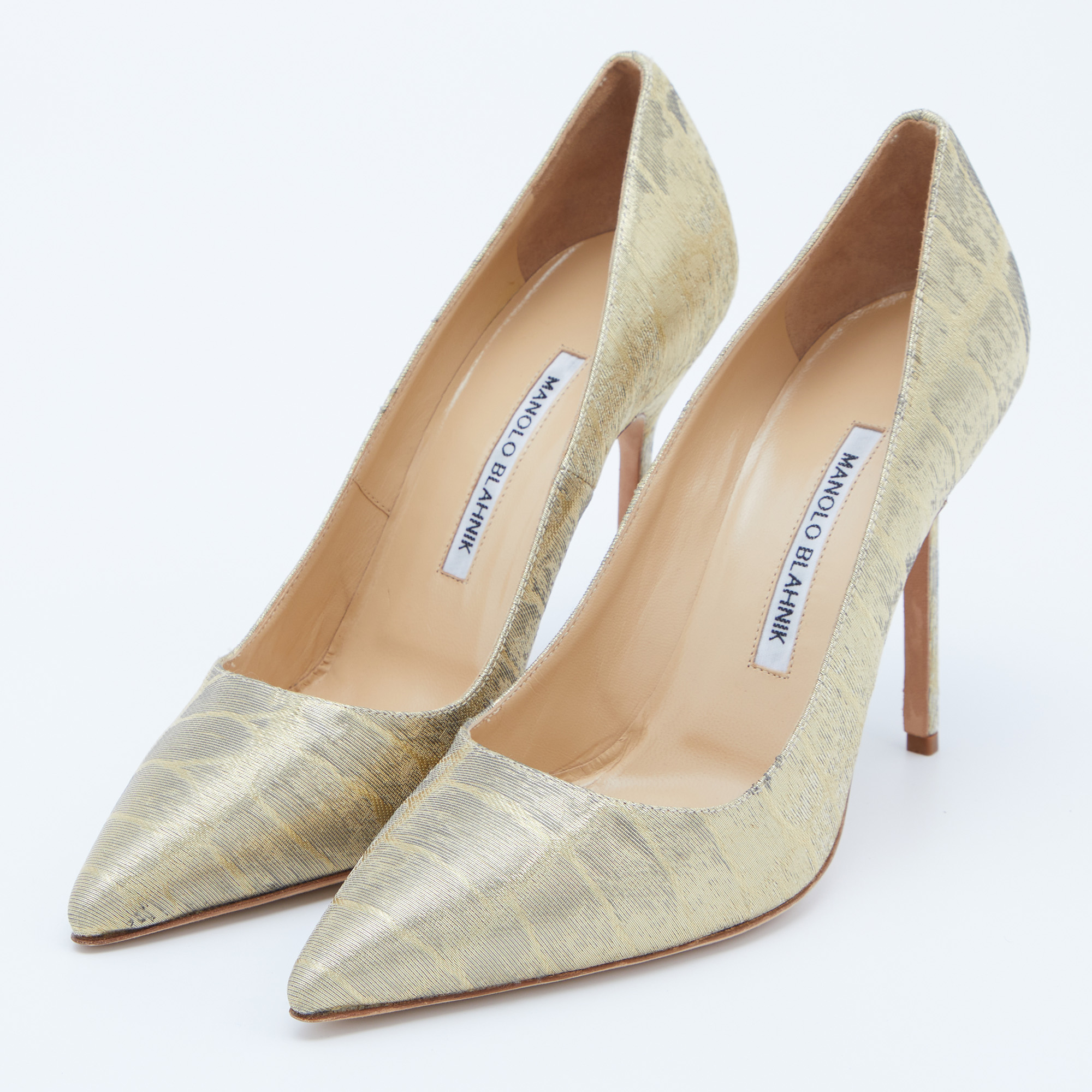 

Manolo Blahnik Gold Lurex Fabric BB Pumps Size