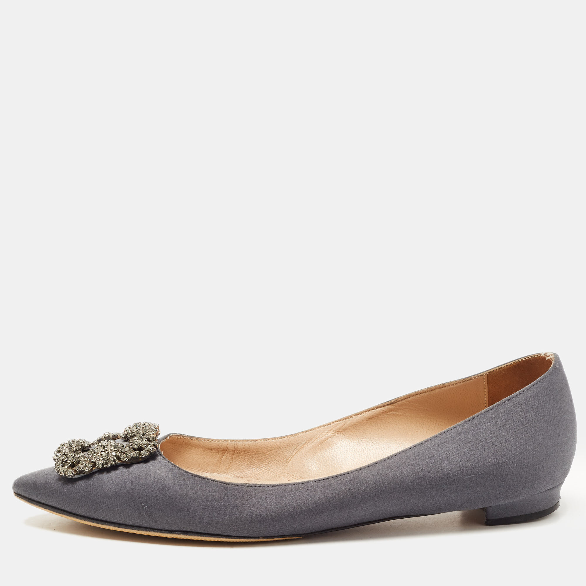Grey Satin Hangisi Ballet Flats Size 40