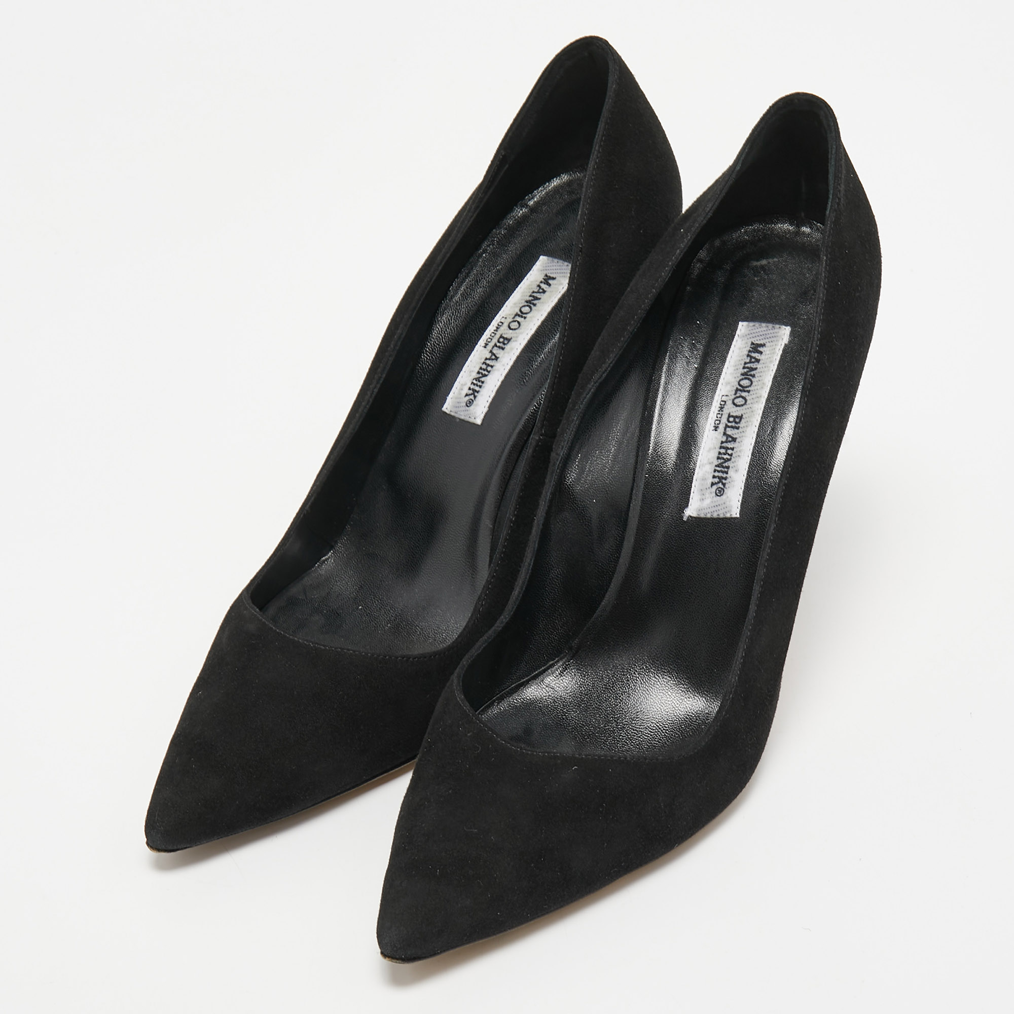 

Manolo Blahnik Black Suede BB Pointed Toe Pumps Size