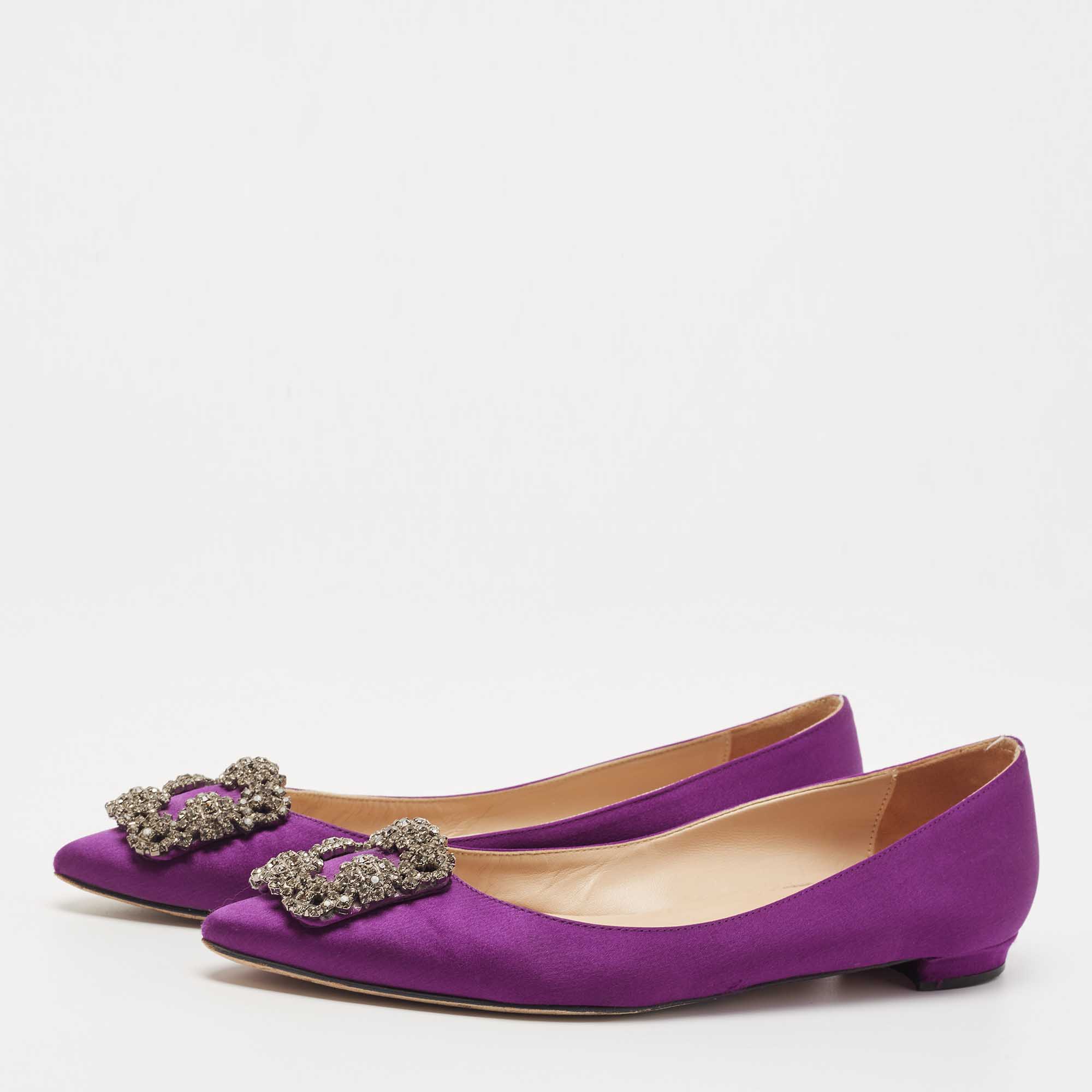 

Manolo Blahnik Purple Satin Hangisi Ballet Flats Size