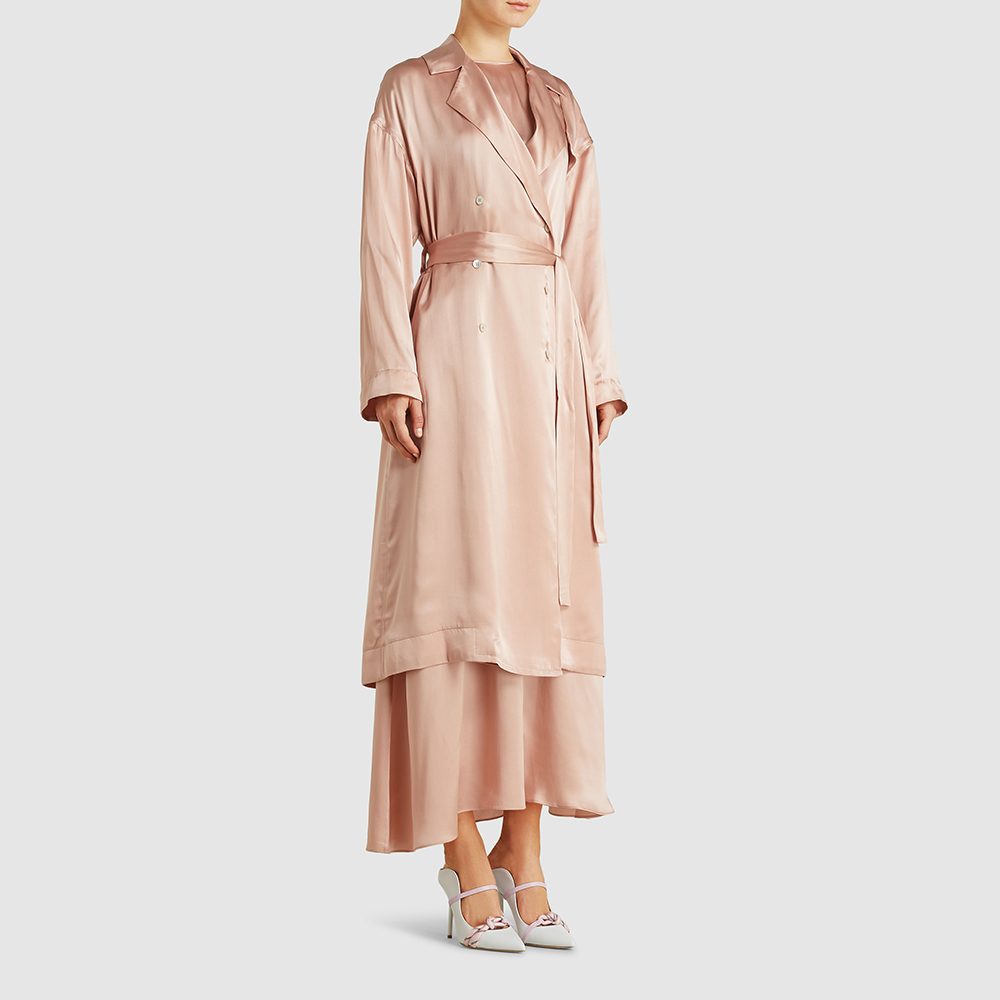 

Mansur Gavriel Pink Flowy Silk Trench Coat IT 38