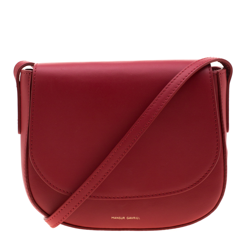 Pre Owned Mansur Gavriel Red Leather Crossbody Bag