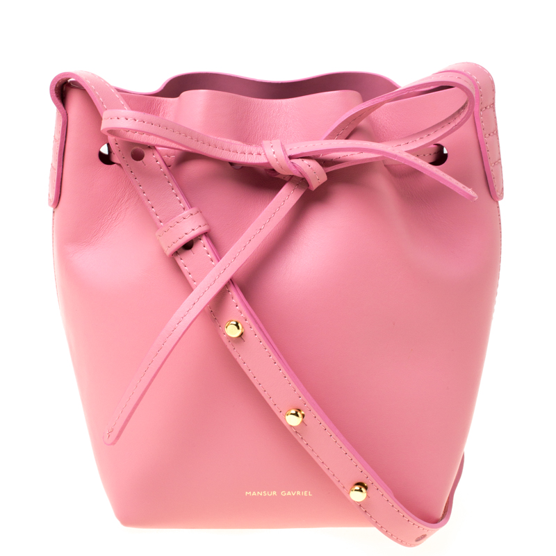 Mansur Gavriel Pink Leather Mini Drawstring Bag