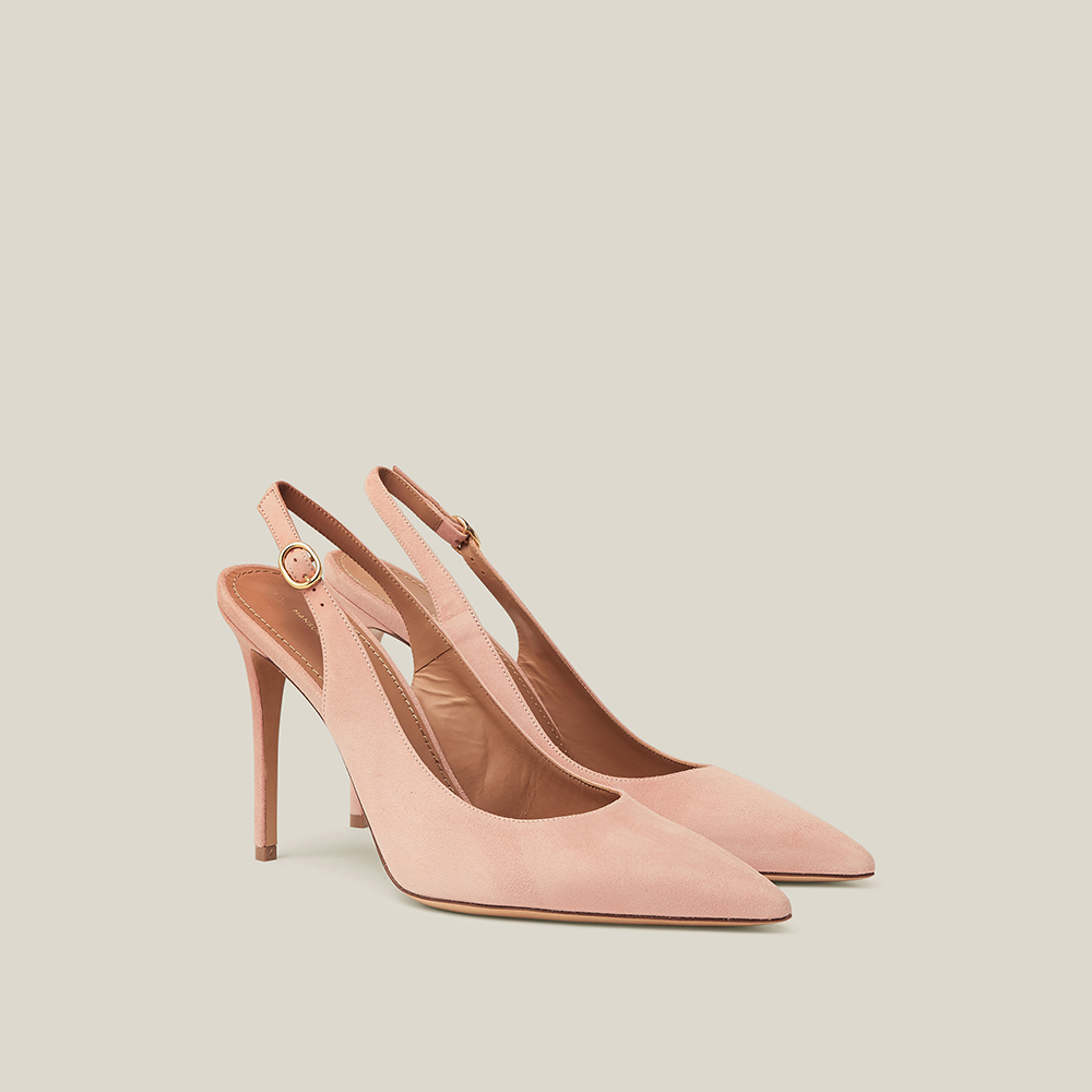 

Mansur Gavriel Pink Suede Slingback Pumps IT