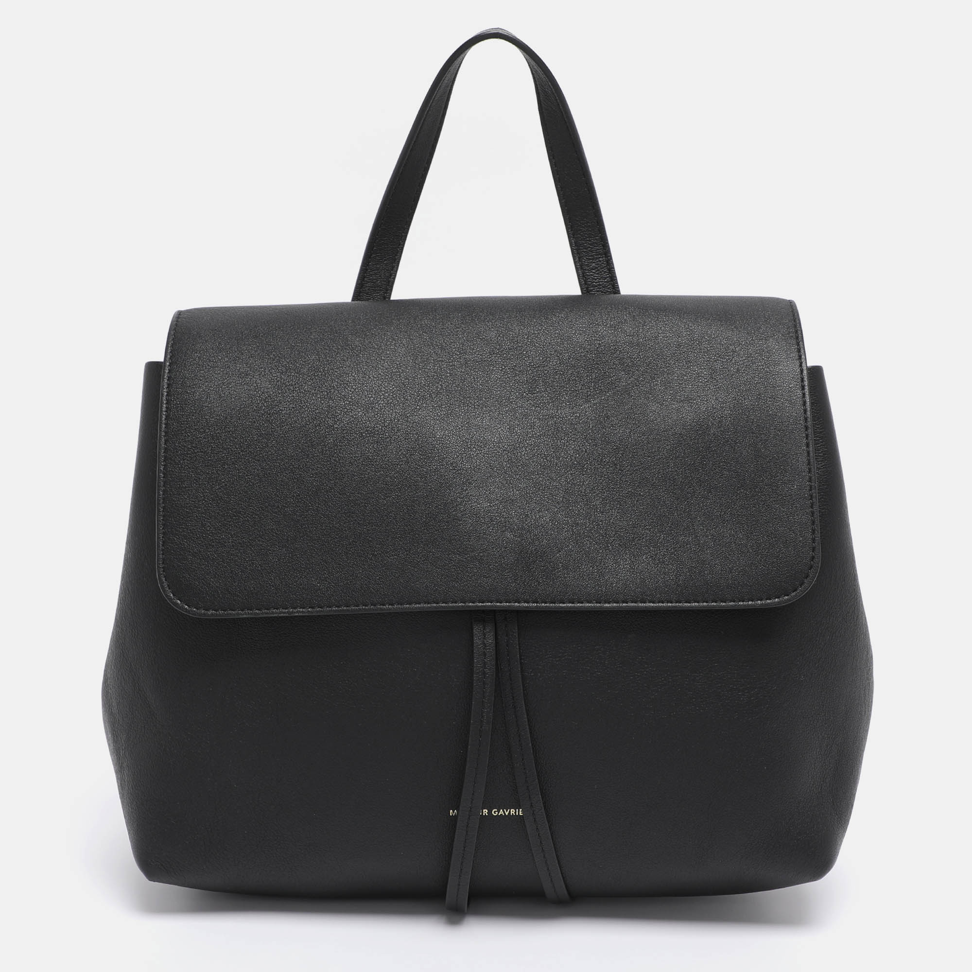 Pre-owned Mansur Gavriel Black Leather Lady Top Handle Bag