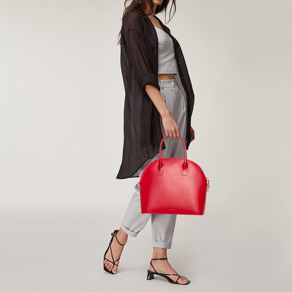 

Mansur Gavriel Red Leather Dome Satchel