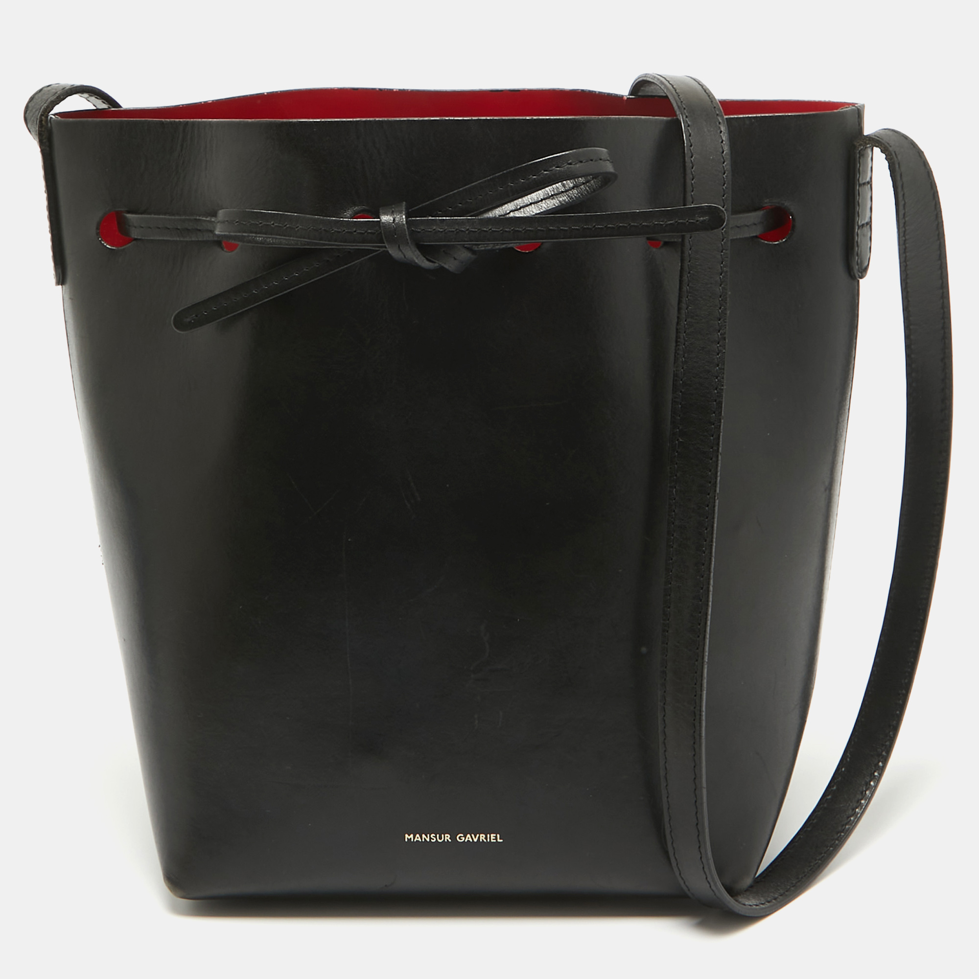 

Mansur Gavriel Black Leather Mini Bucket Bag