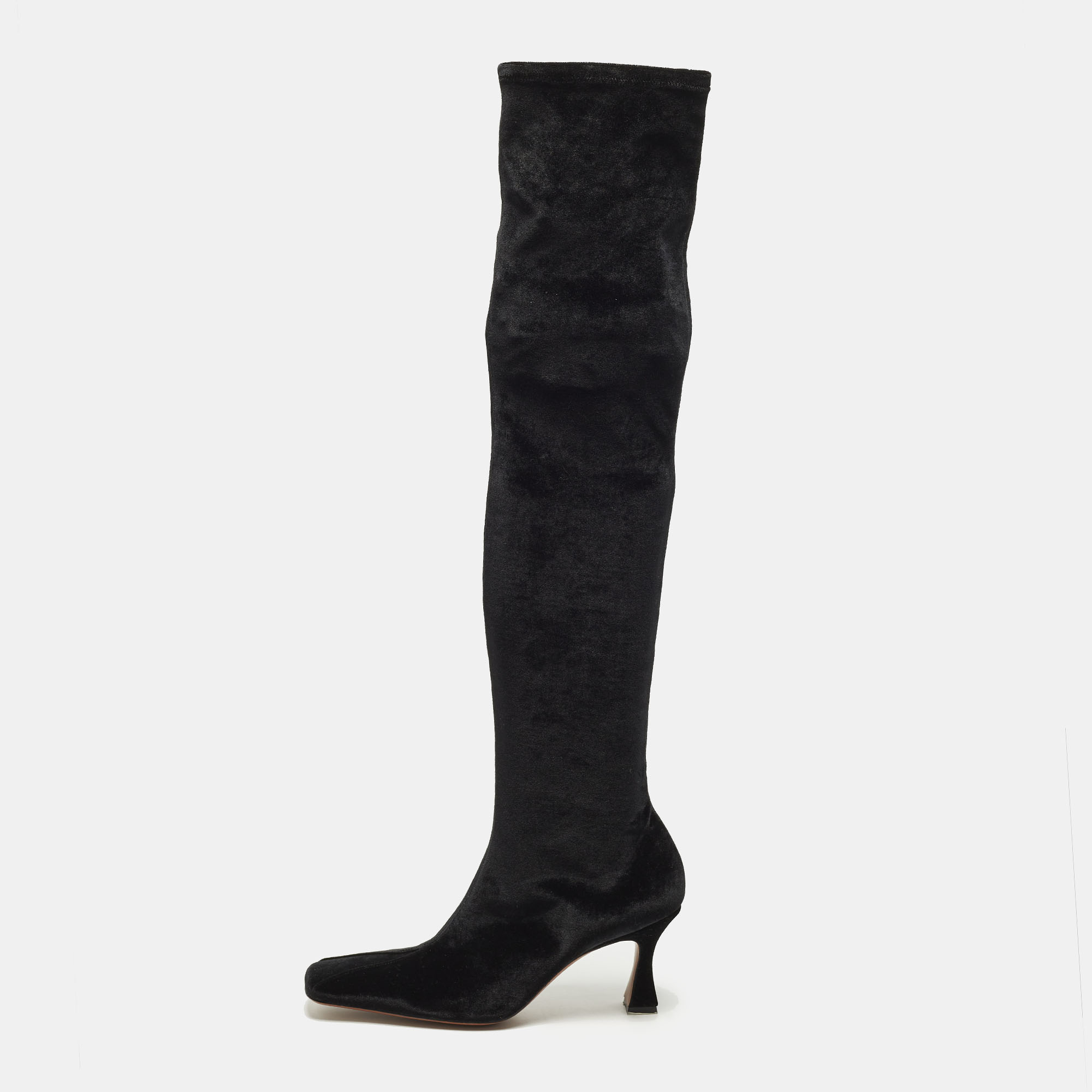 

Manudieci Size  Black Velvet Knee Length Boots