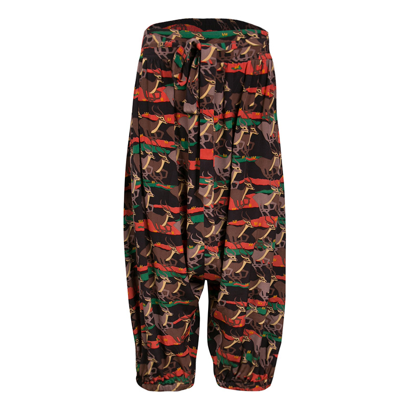 مملوكة مسبقًا Marc By Marc Jacobs Special Edition Deer Printed Silk Drop Crotch Belted Pants M