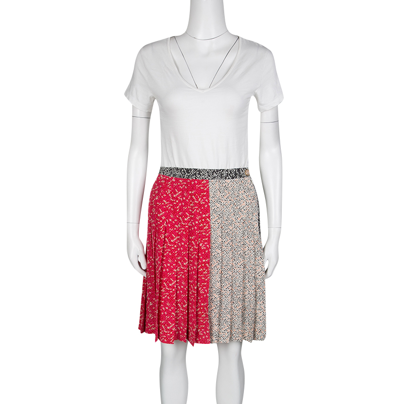 

Marc by Marc Jacobs Multicolor Graphic Print Pleated Silk Skirt