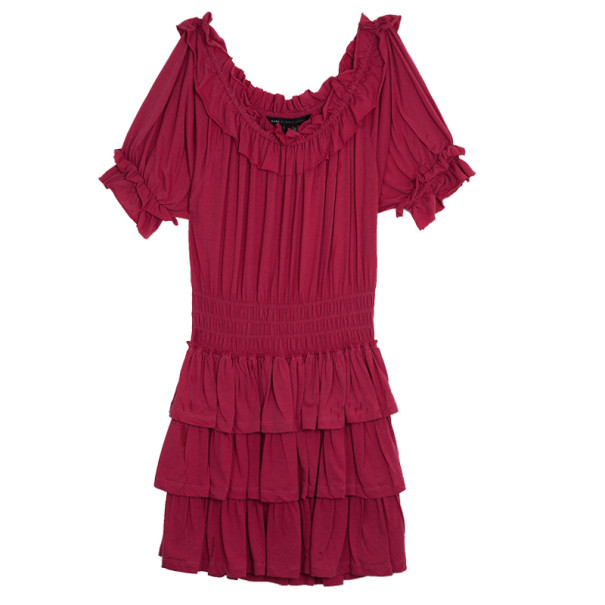 Pre Owned Marc by Marc Jacobs Muted Magenta Drop Waist Ruffle Hem Dress XS