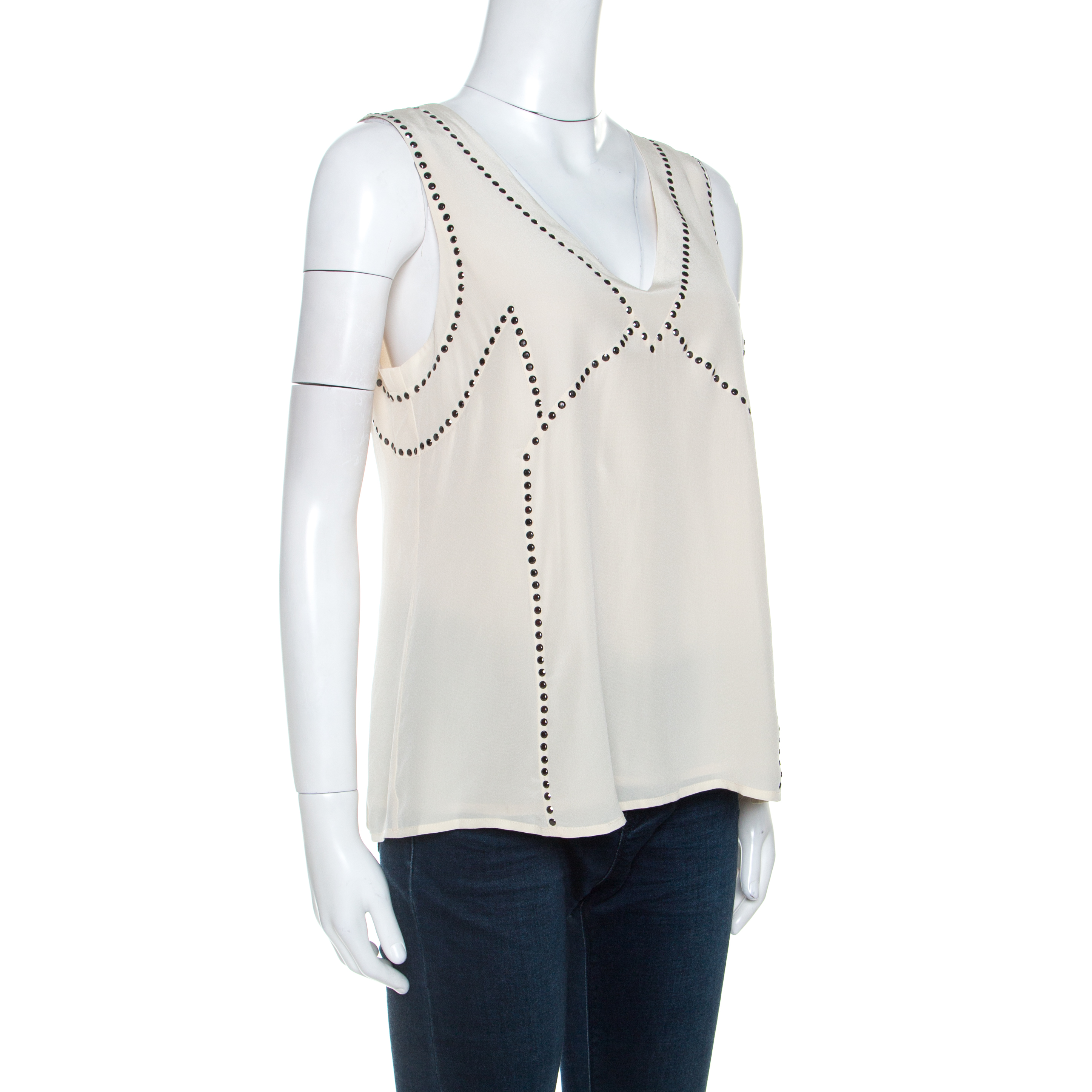 

Marc by Marc Jacobs Cream Silk Embellished Frances Top