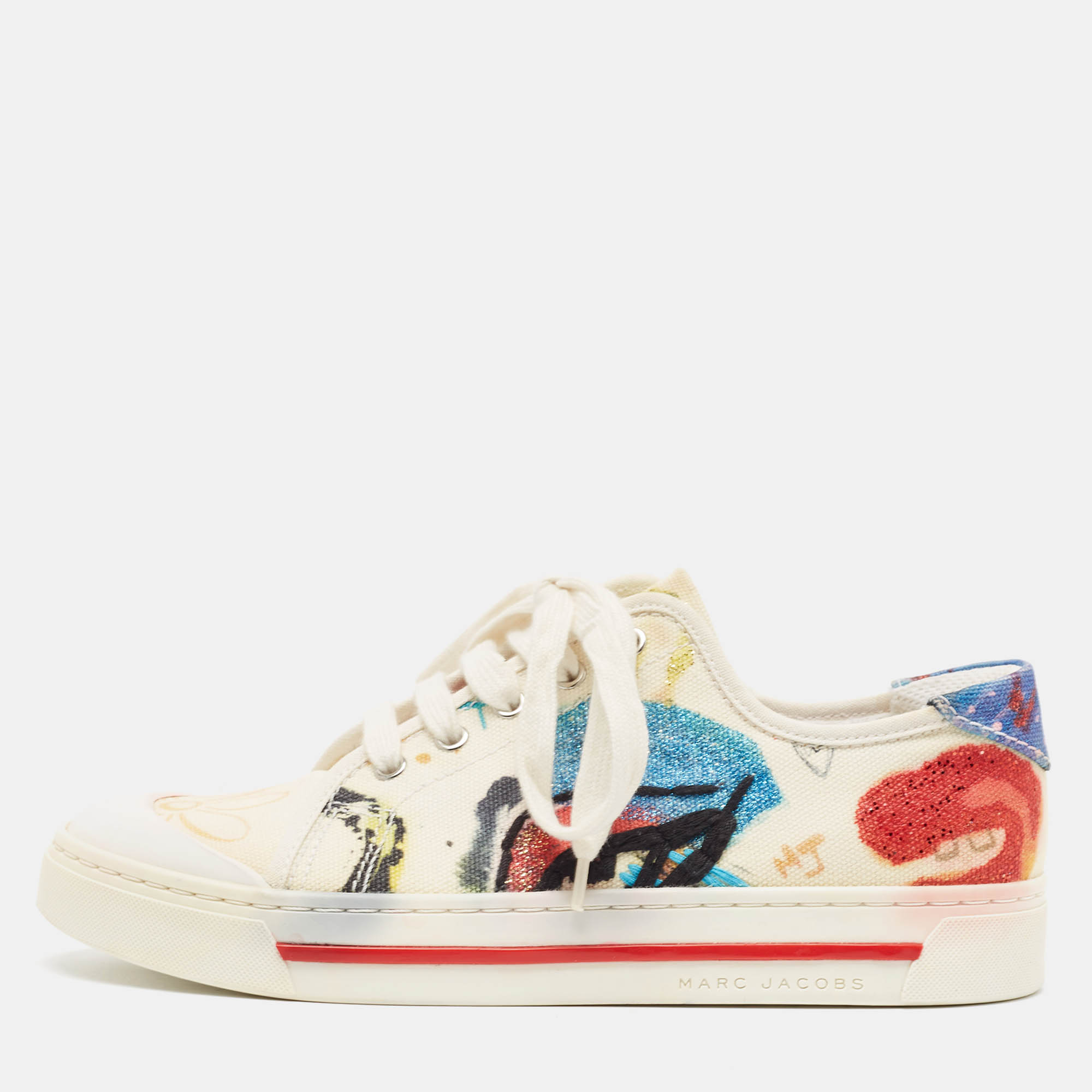 Pre-owned Marc By Marc Jacobs Marc Jacobs Multicolor Canvas Flower Print Low Top Sneakers Size 37