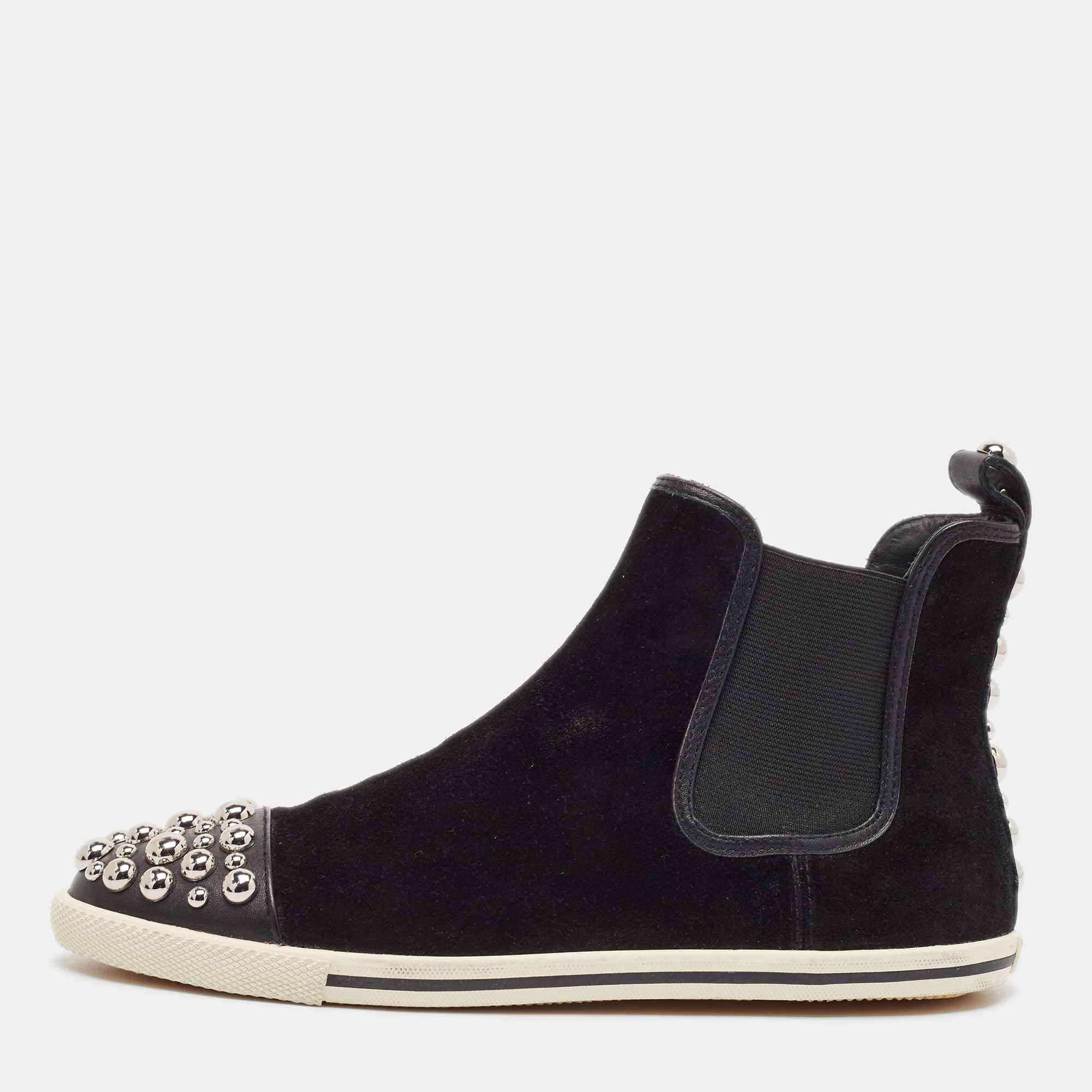 

Marc by Marc Jacobs Black Suede Studded High Top Sneakers Size