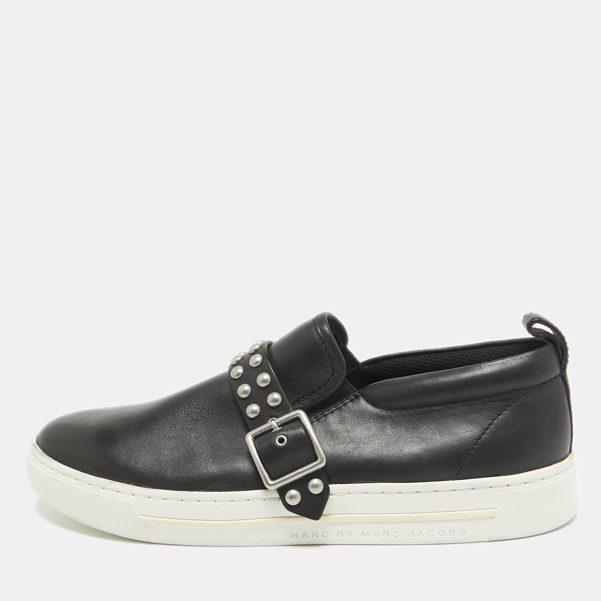 

Marc by Marc Jacobs Black Leather Slip On Sneakers Size