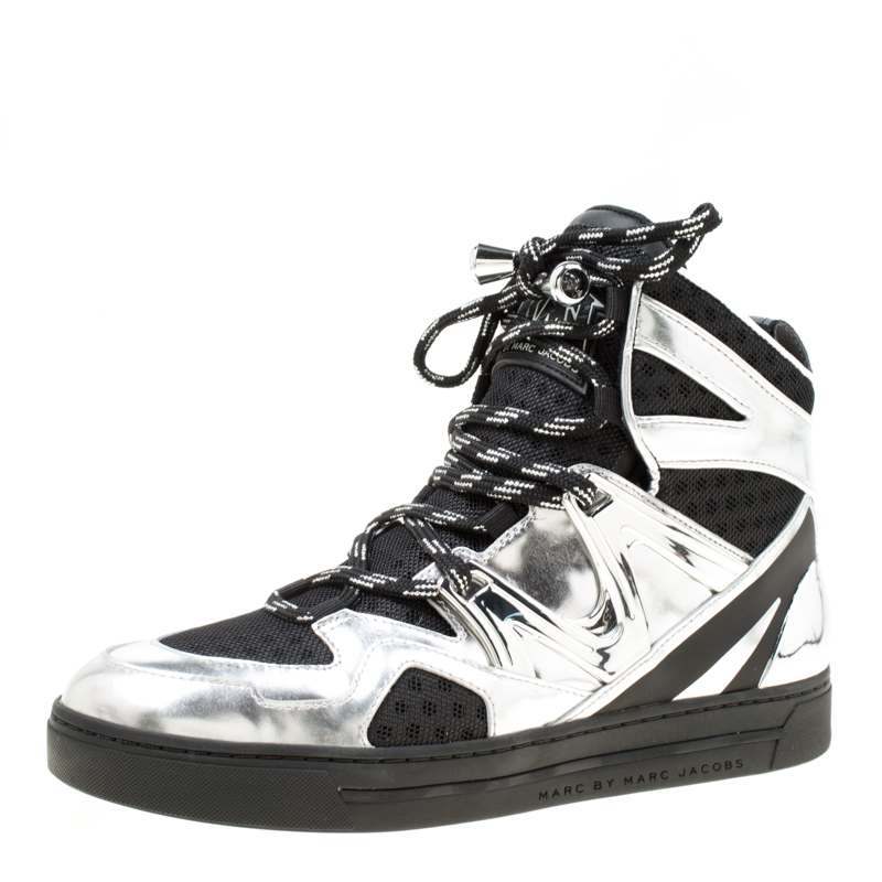 high top silver sneakers