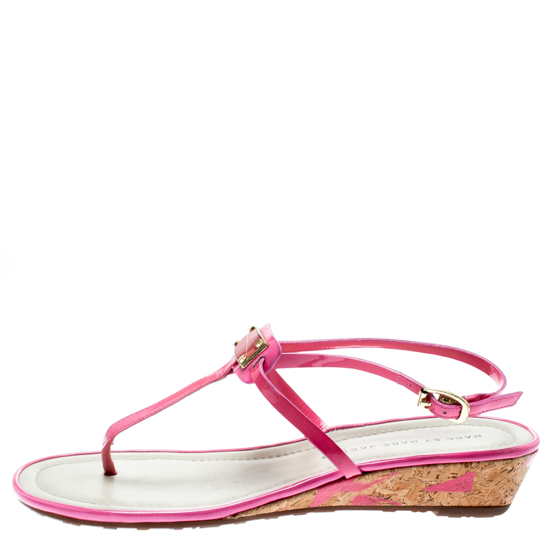 

Marc by Marc Jacobs Pink Patent Leather Ankle Strap Sandals Size