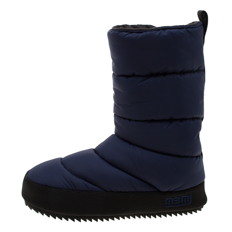 

Marc by Marc Jacobs Blue Quilted Nylon Fabric Howard Fleece Lined Tall Snow Boots Size