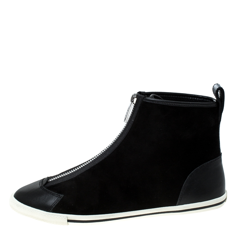 

Marc by Marc Jacobs Black Suede Zip Front High Top Sneakers Size