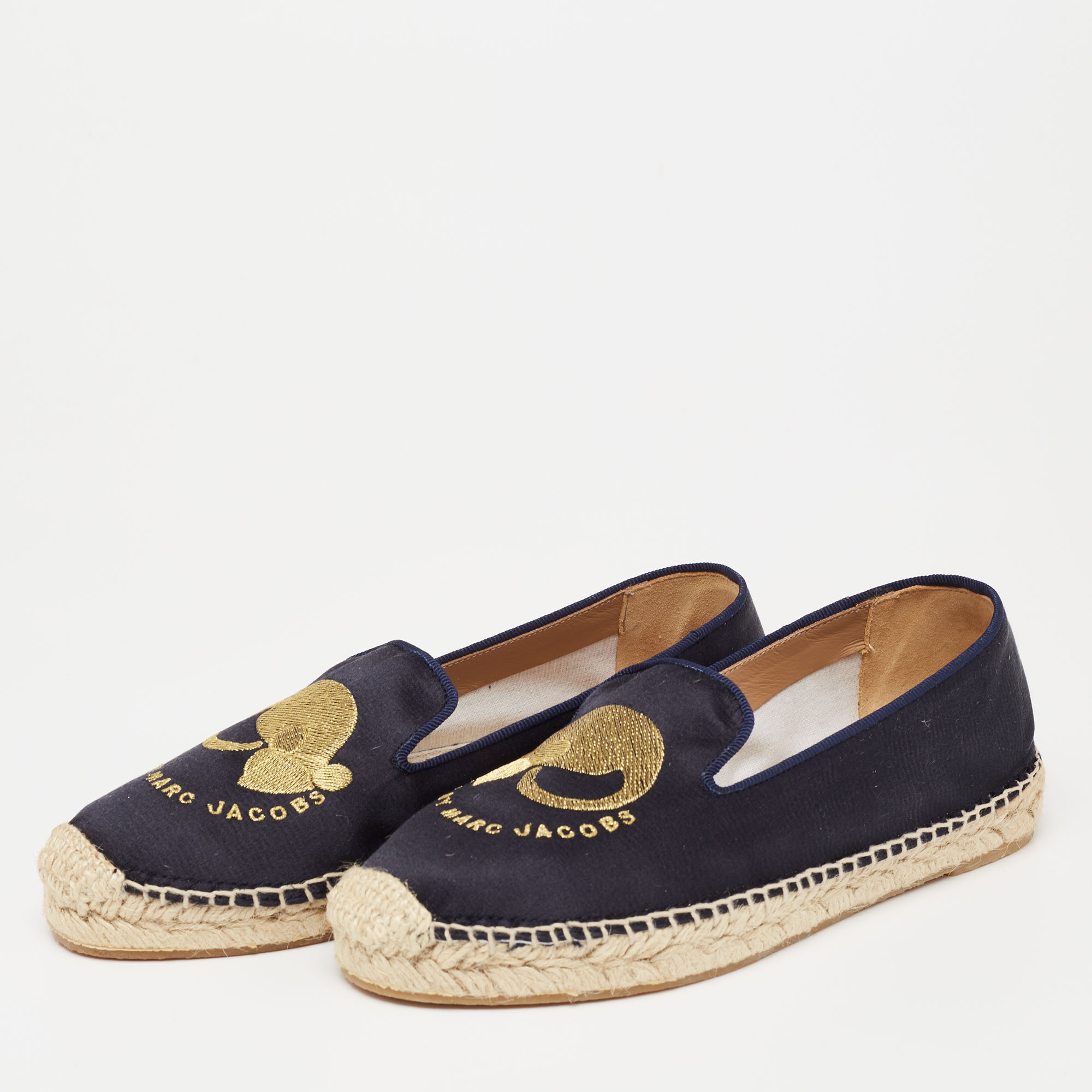 

Marc by Marc Jacobs Navy Blue Satin Sleeping Mouse Flat Espadrilles Size