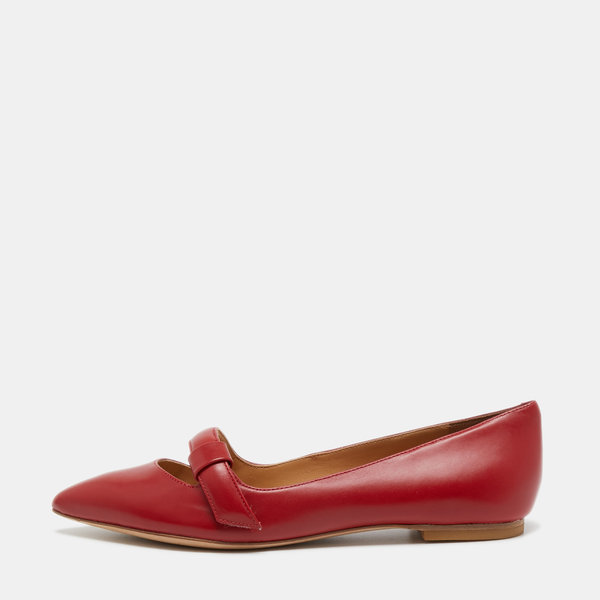 Pre-owned Marc By Marc Jacobs Red Leather Ballet Flats Size 36.5