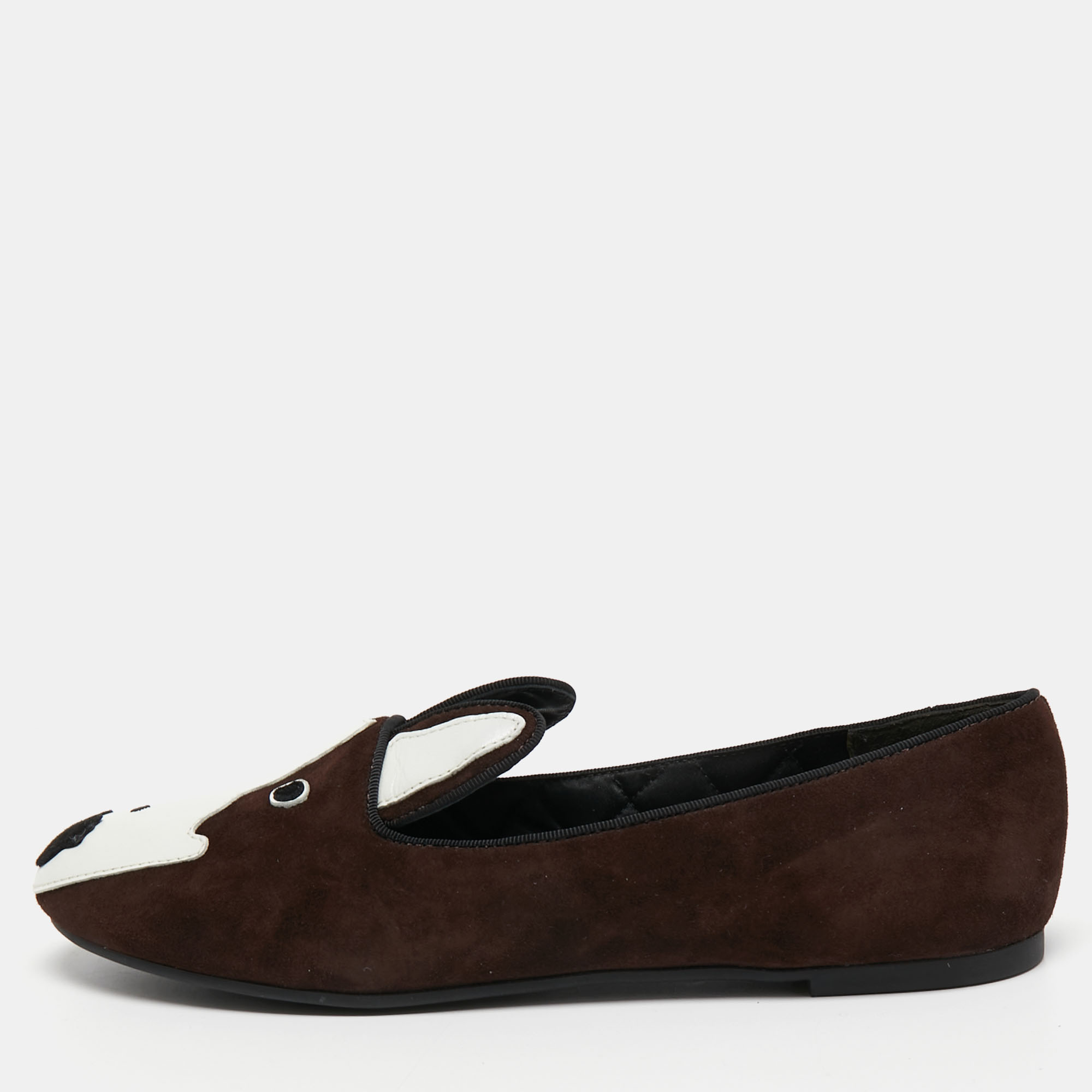 Pre-owned Marc By Marc Jacobs Brown Suede Dog Ballet Flats Size 36