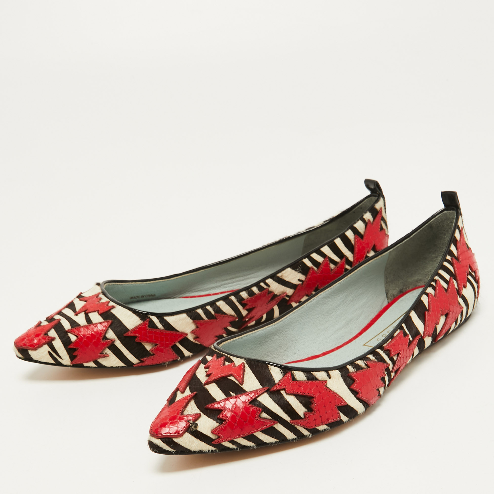 

Marc By Marc Jacobs Multicolor Calf hair Joan Pointed Toe Ballet Flats Size