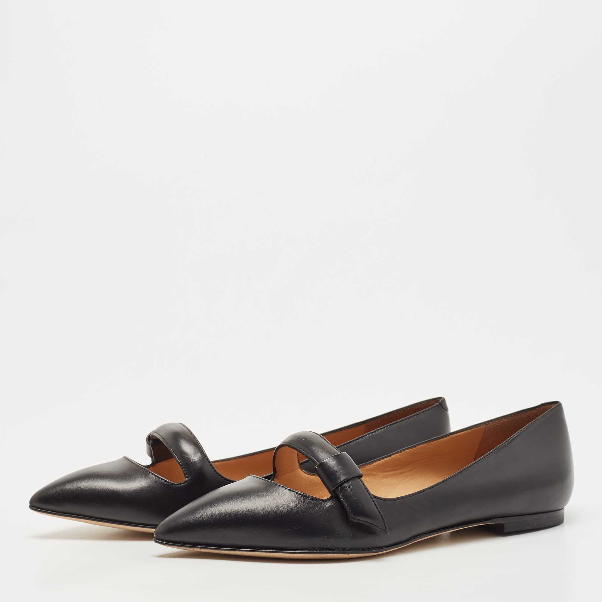 

Marc by Marc Jacobs Black Leather Pointed Toe Ballet Flats Size