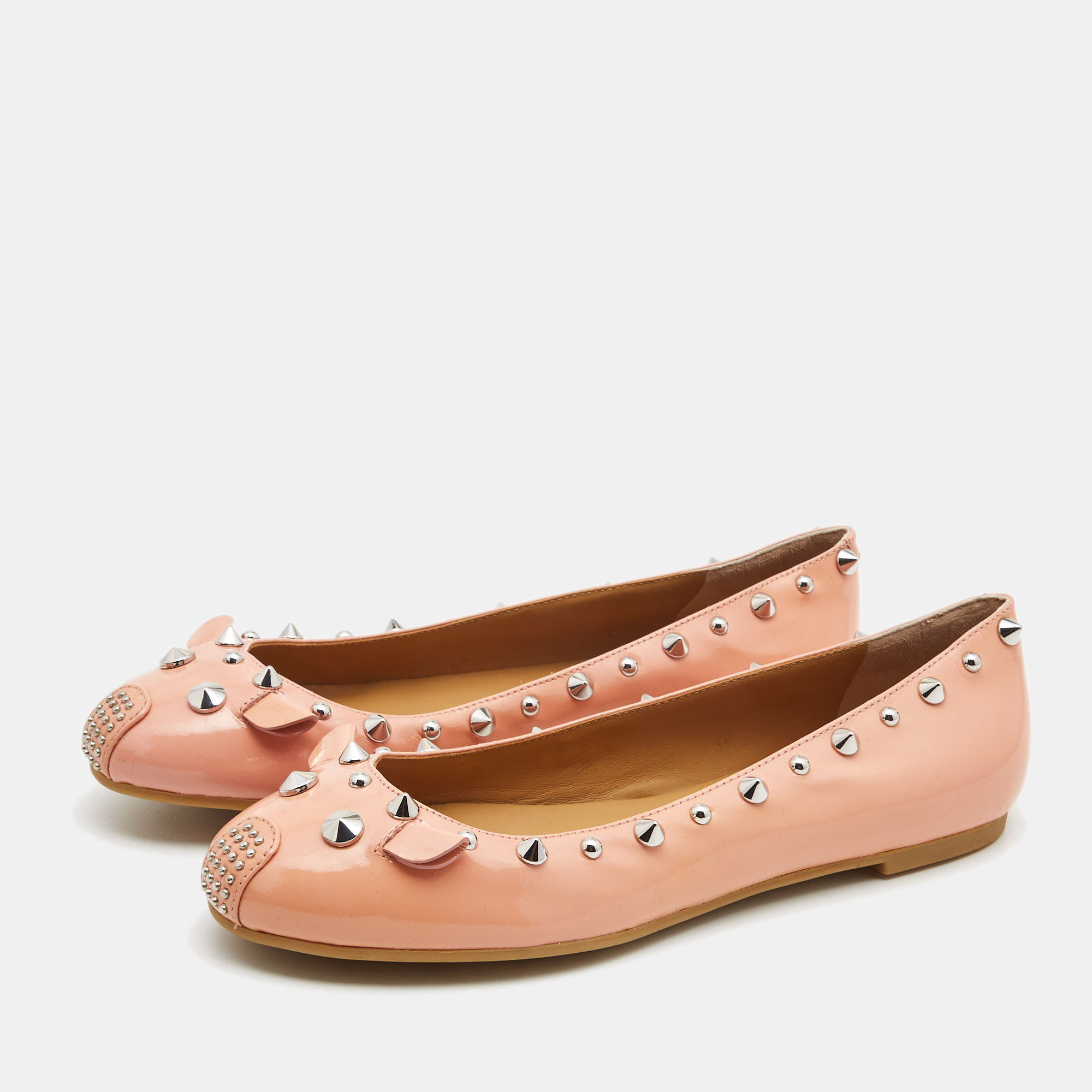 

Marc by Marc Jacobs Beige Patent Leather Studded Ballet Flats Size