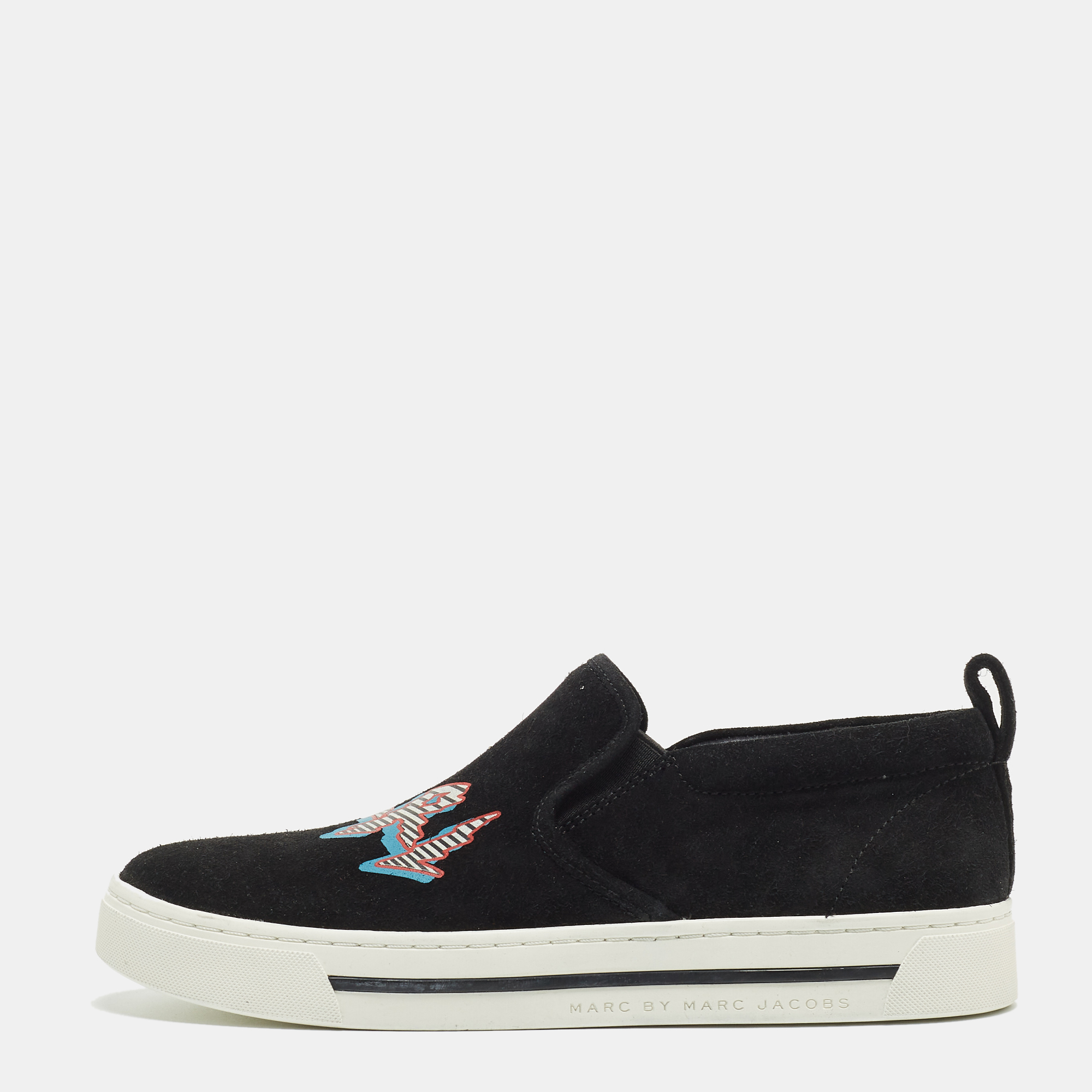 Pre-owned Marc By Marc Jacobs Black Suede Grrl Slip On Sneakers Size 37