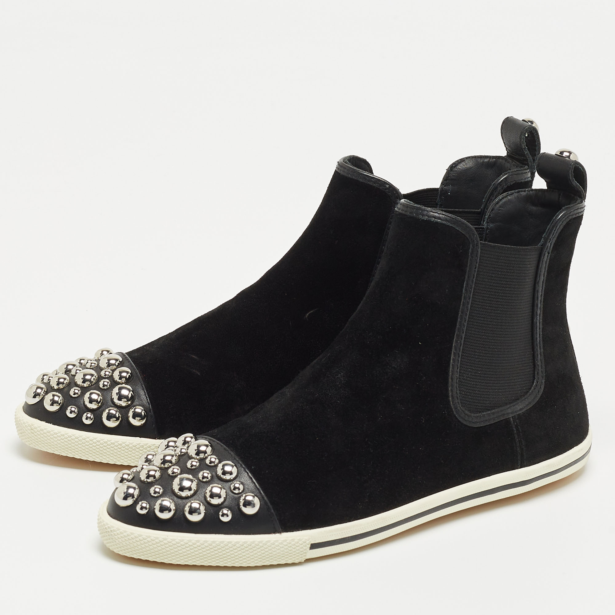 

Marc by Marc Jacobs Black Suede and Leather Studded High Top Sneakers Size
